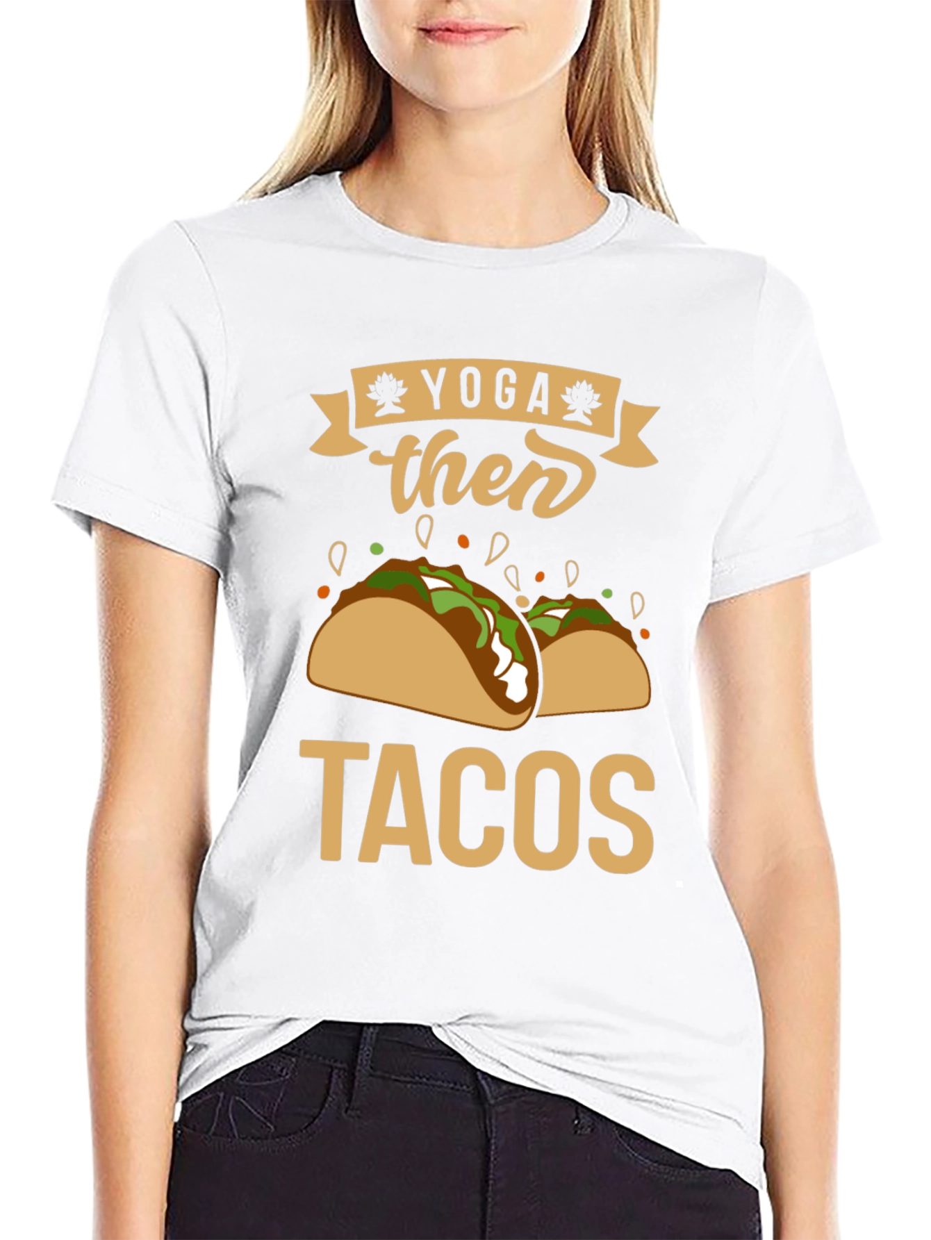 Yoga Then Tacos Black Graphic Tee Shirt