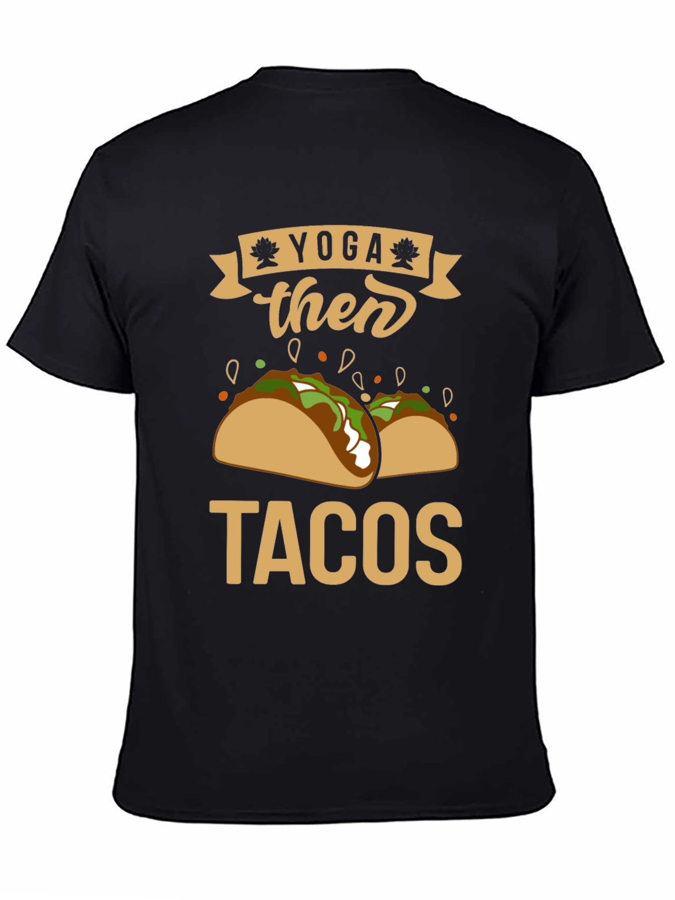 Yoga Then Tacos Black Graphic Tee Shirt