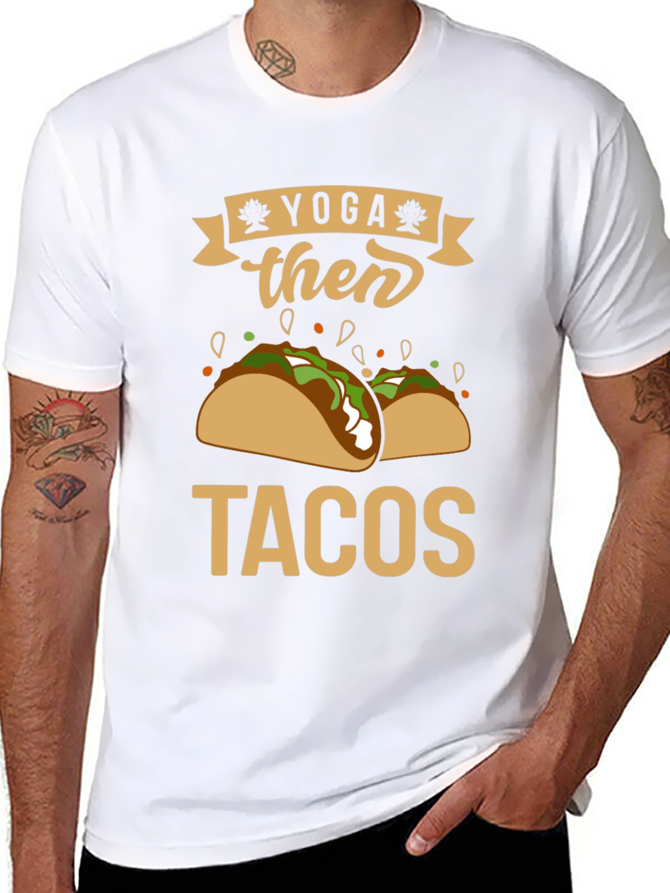 Yoga Then Tacos Black Graphic Tee Shirt