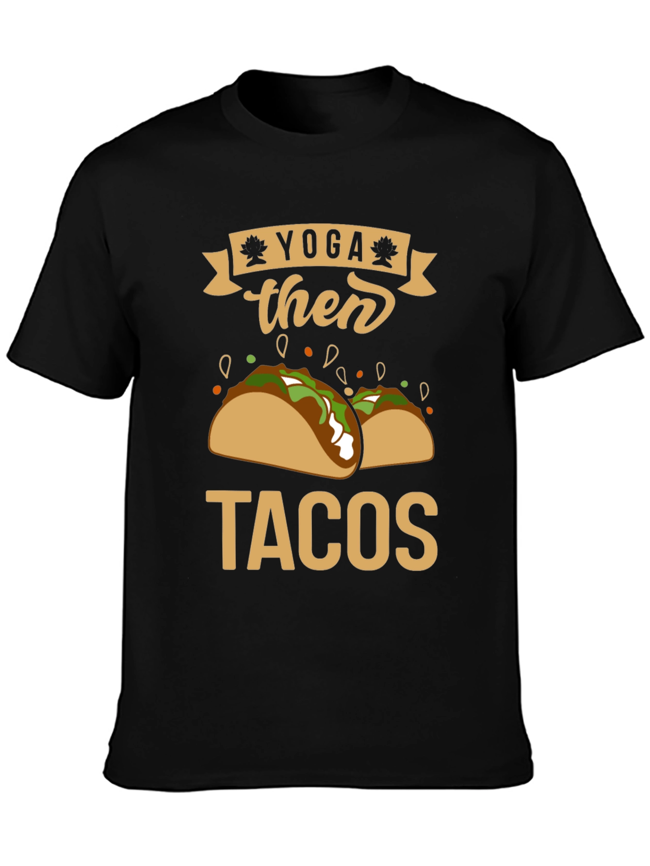 Yoga Then Tacos Black Graphic Tee Shirt