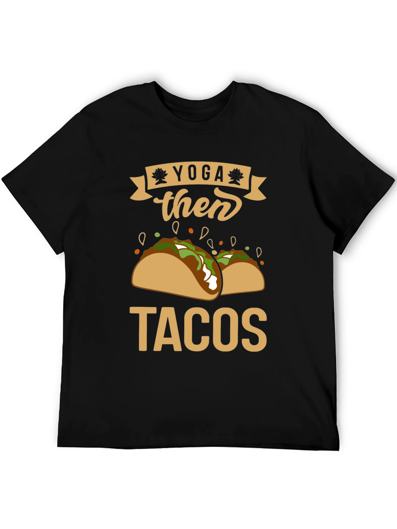 Yoga Then Tacos Black Graphic Tee Shirt