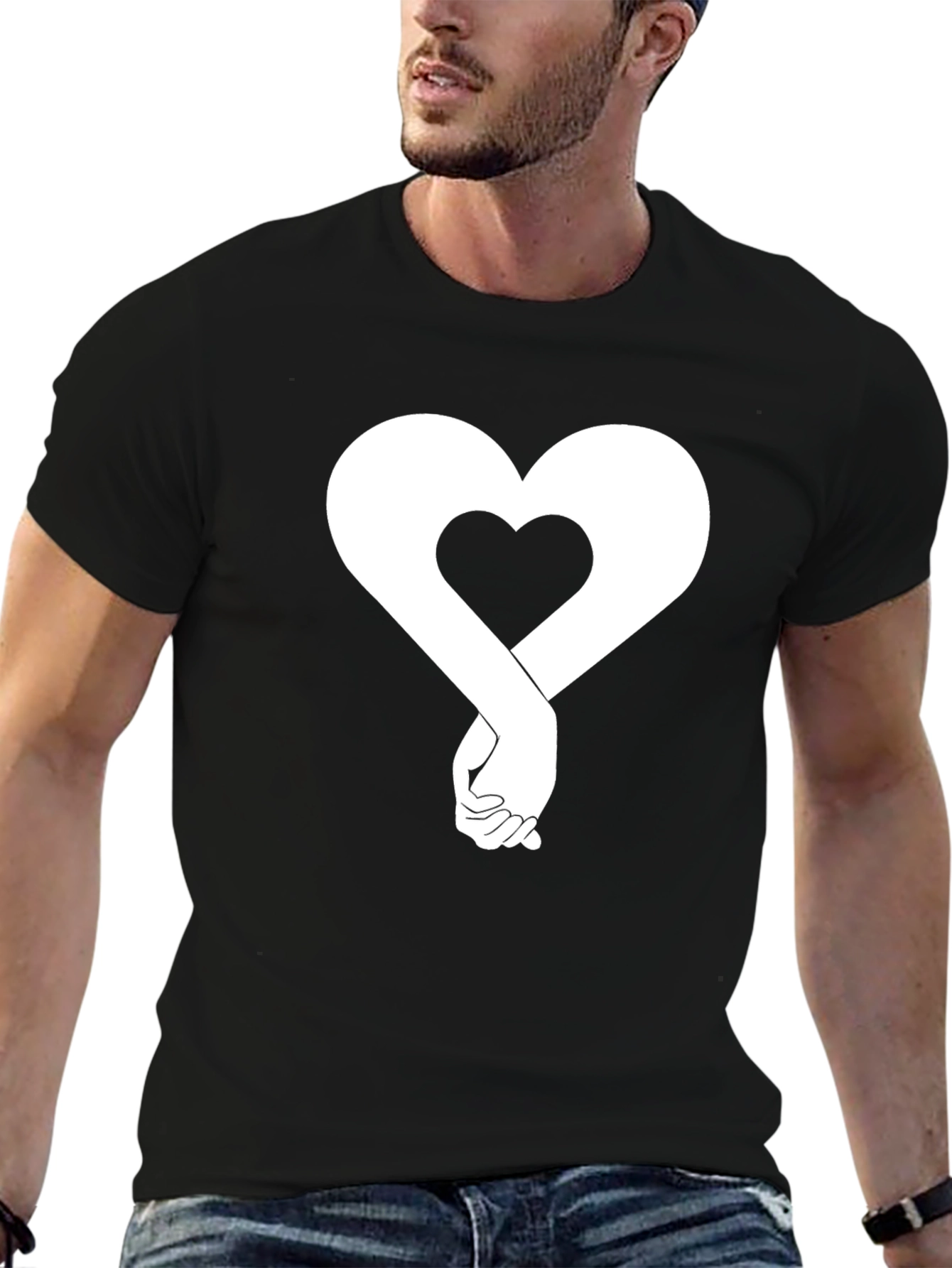 Heart Hands Graphic T-Shirt - Black