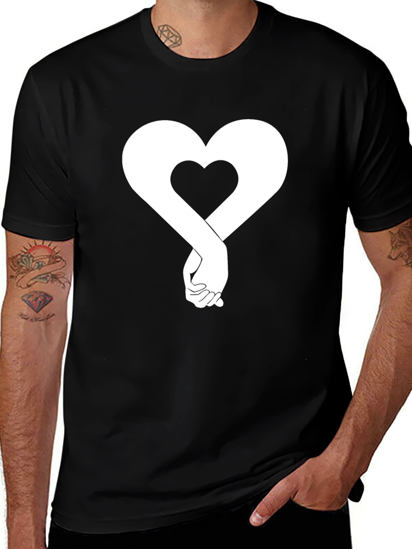 Heart Hands Graphic T-Shirt - Black