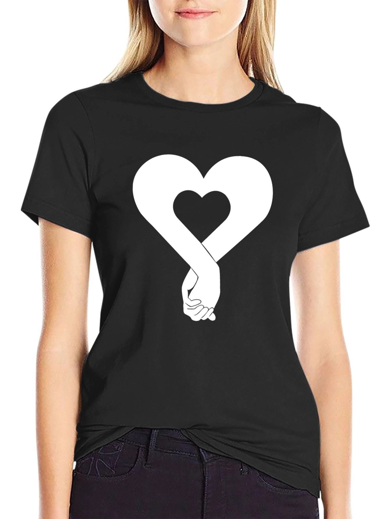 Heart Hands Graphic T-Shirt - Black