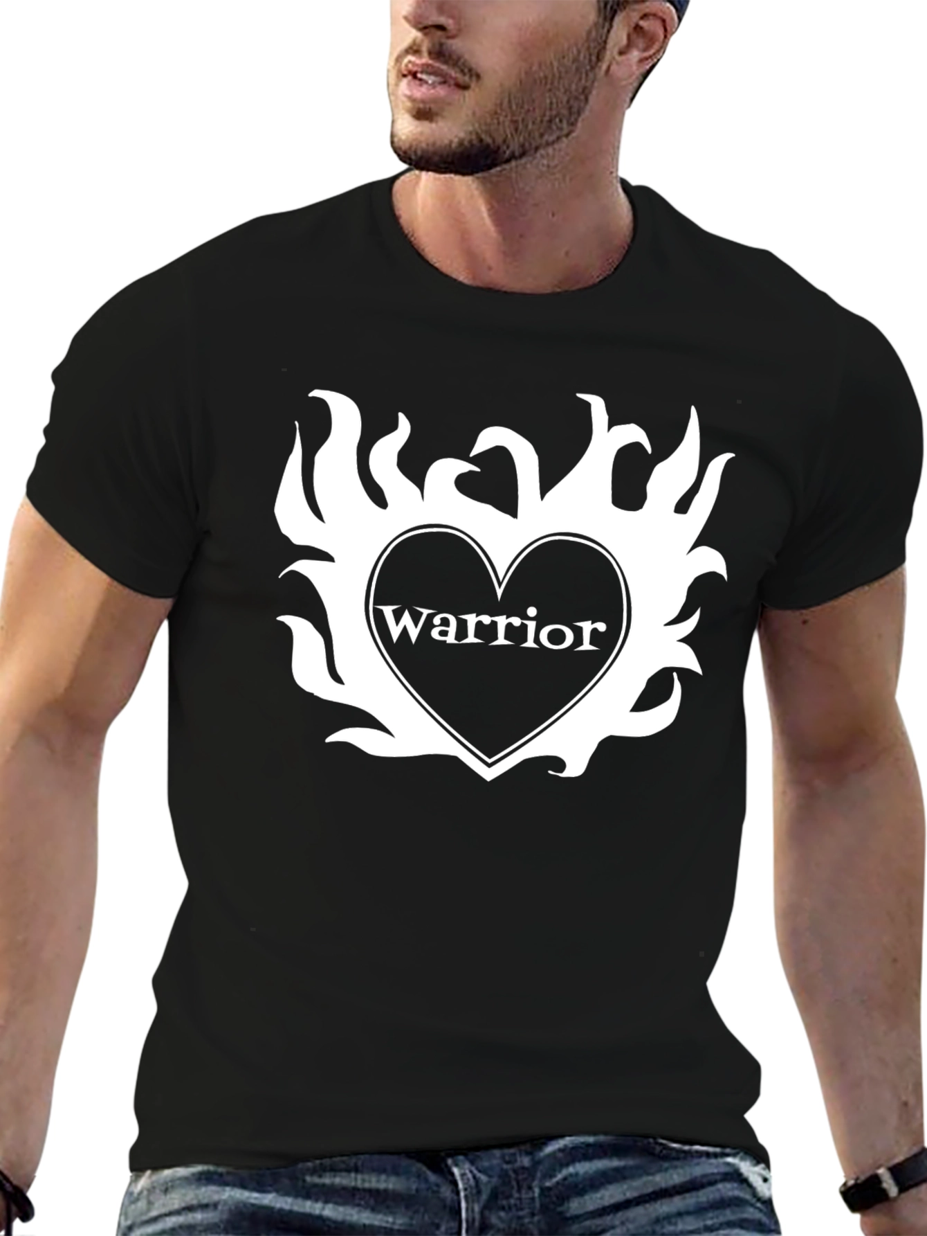 Warrior Heart Graphic T-Shirt - Stylish Black Tee