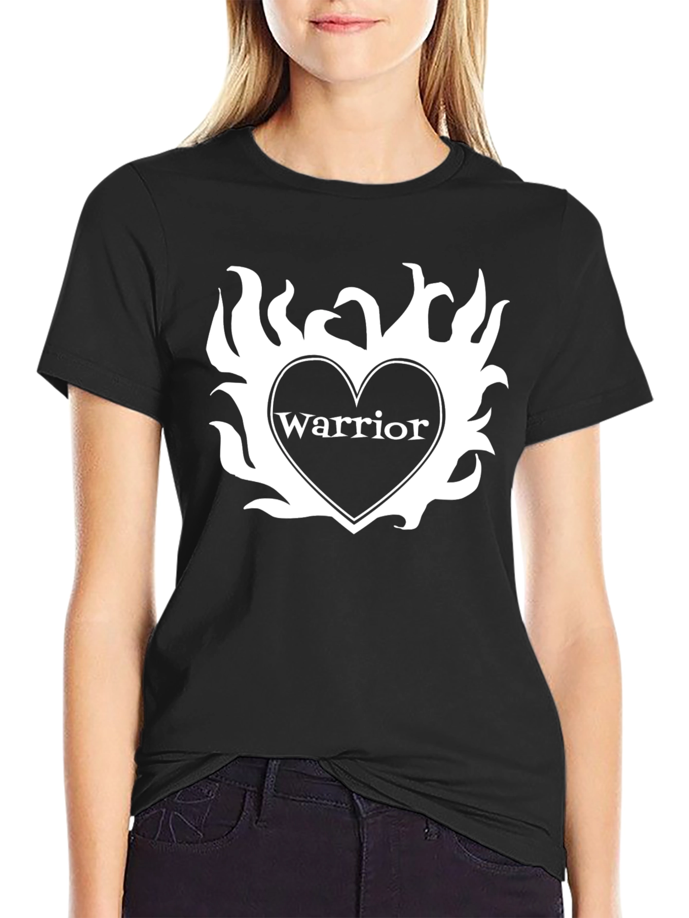 Warrior Heart Graphic T-Shirt - Stylish Black Tee