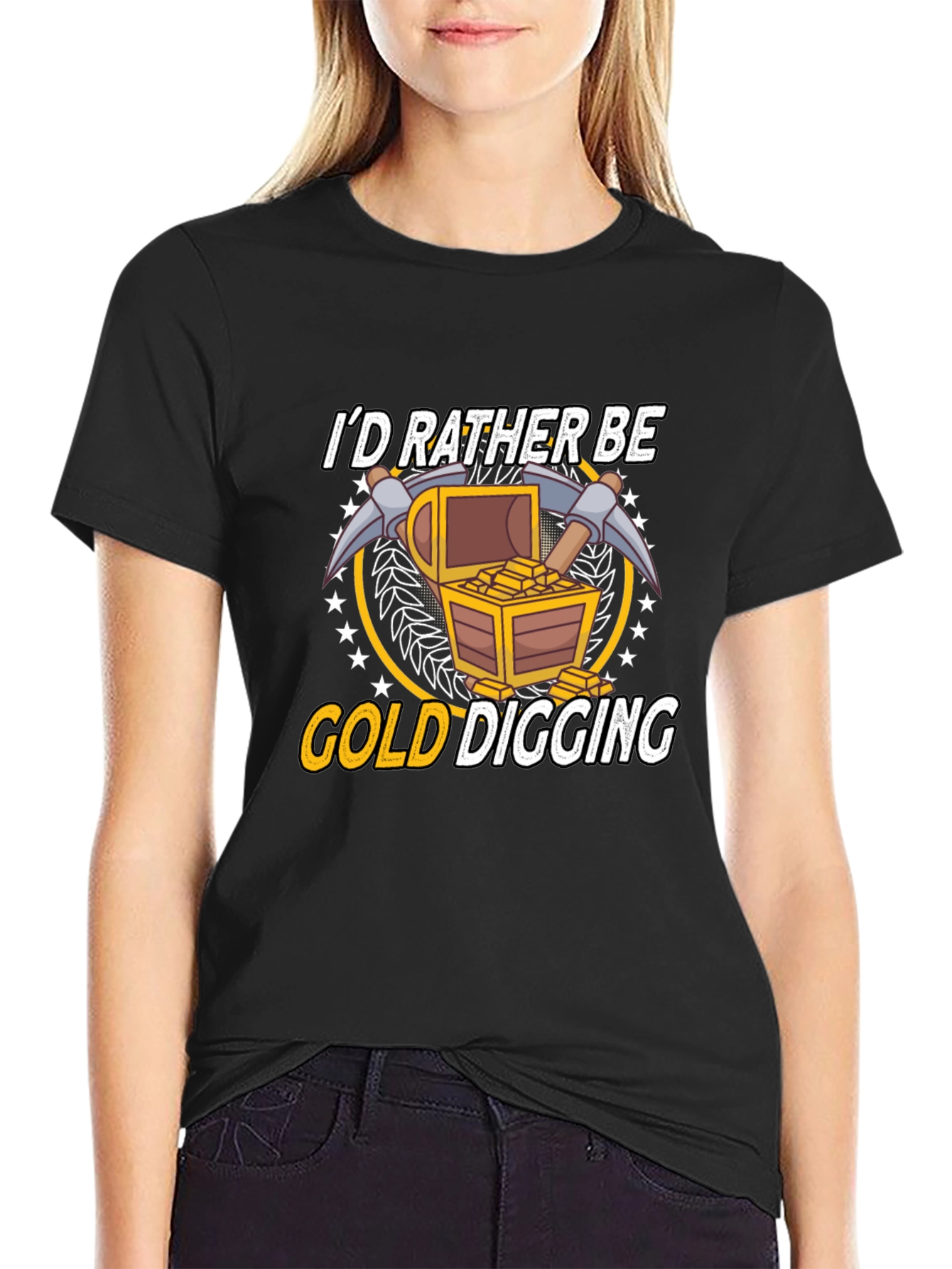 Gold Digging Graphic Tee - Black Cotton T-Shirt