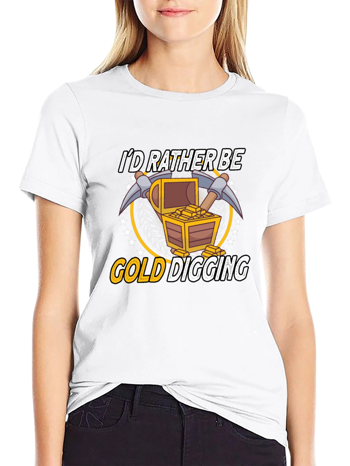 Gold Digging Graphic Tee - Black Cotton T-Shirt