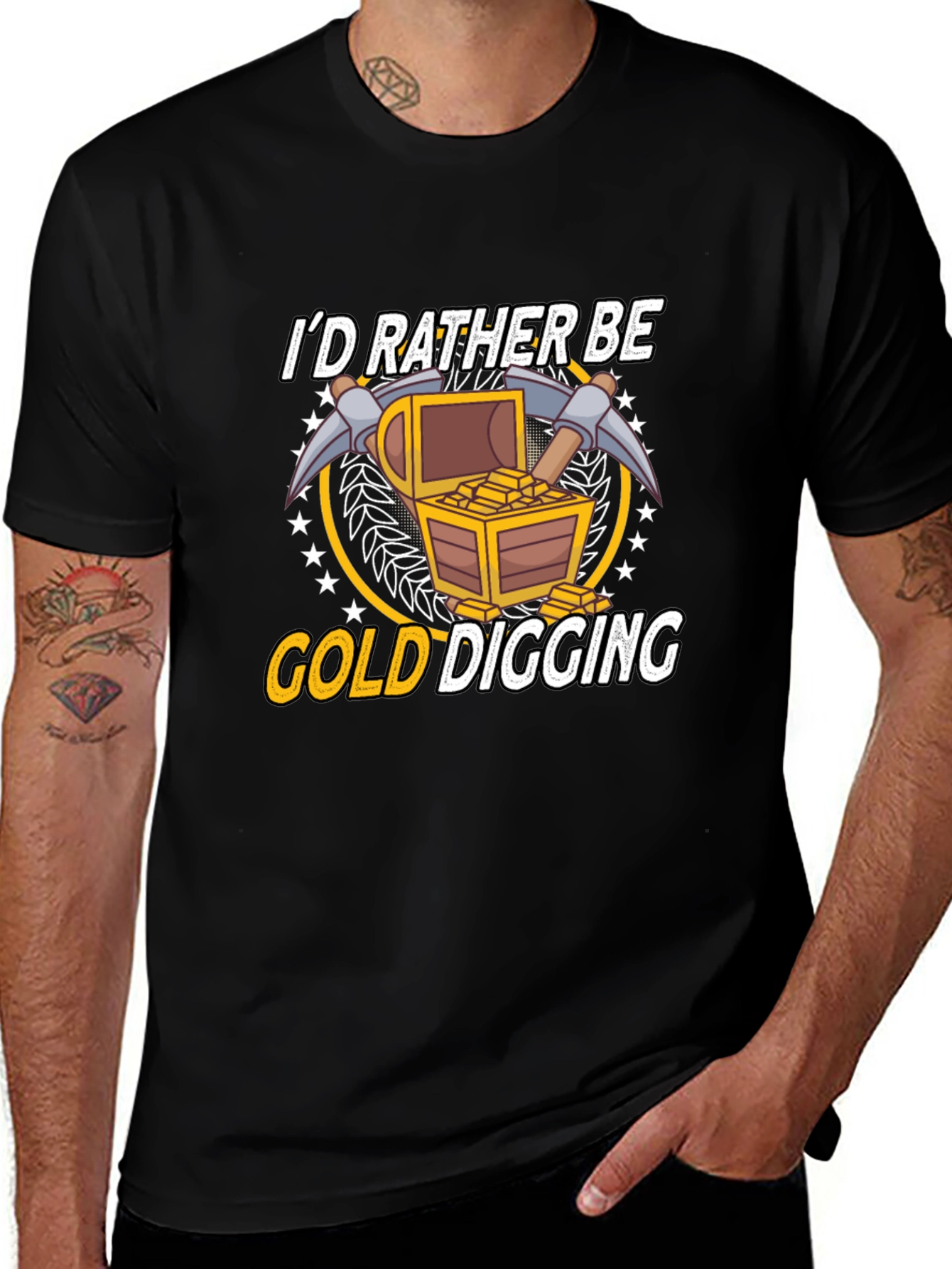 Gold Digging Graphic Tee - Black Cotton T-Shirt