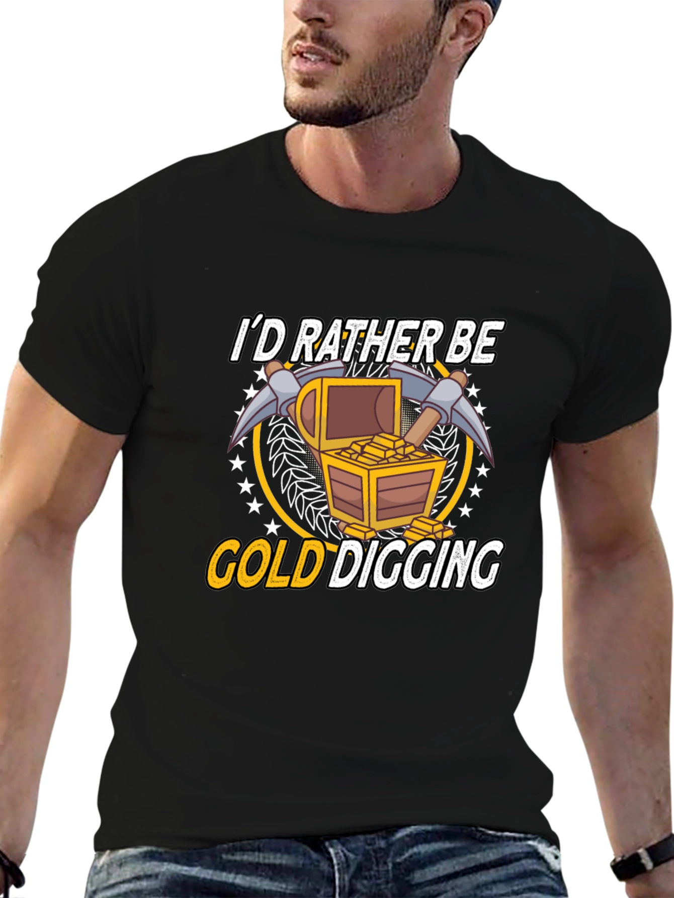 Gold Digging Graphic Tee - Black Cotton T-Shirt
