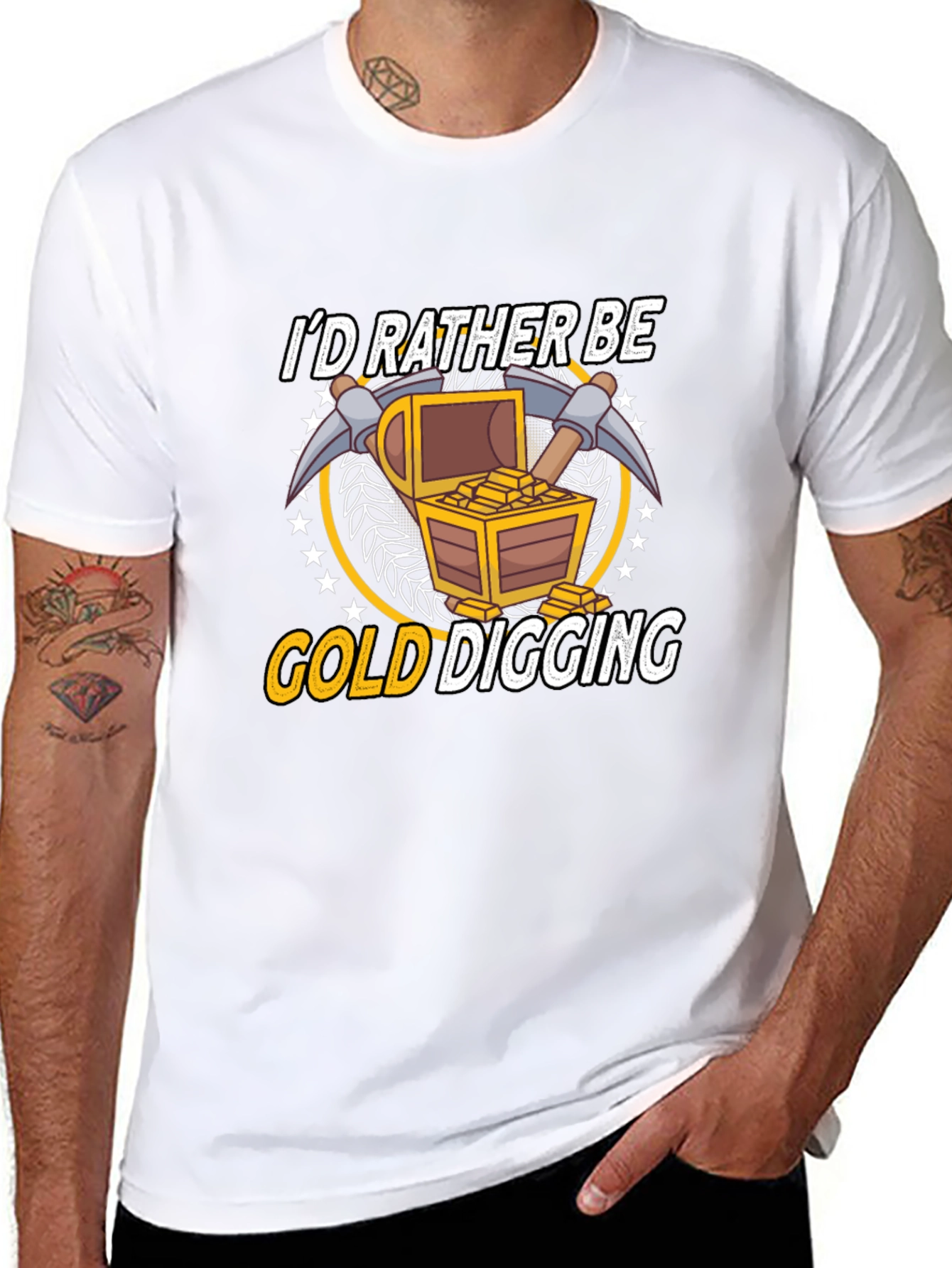 Gold Digging Graphic Tee - Black Cotton T-Shirt