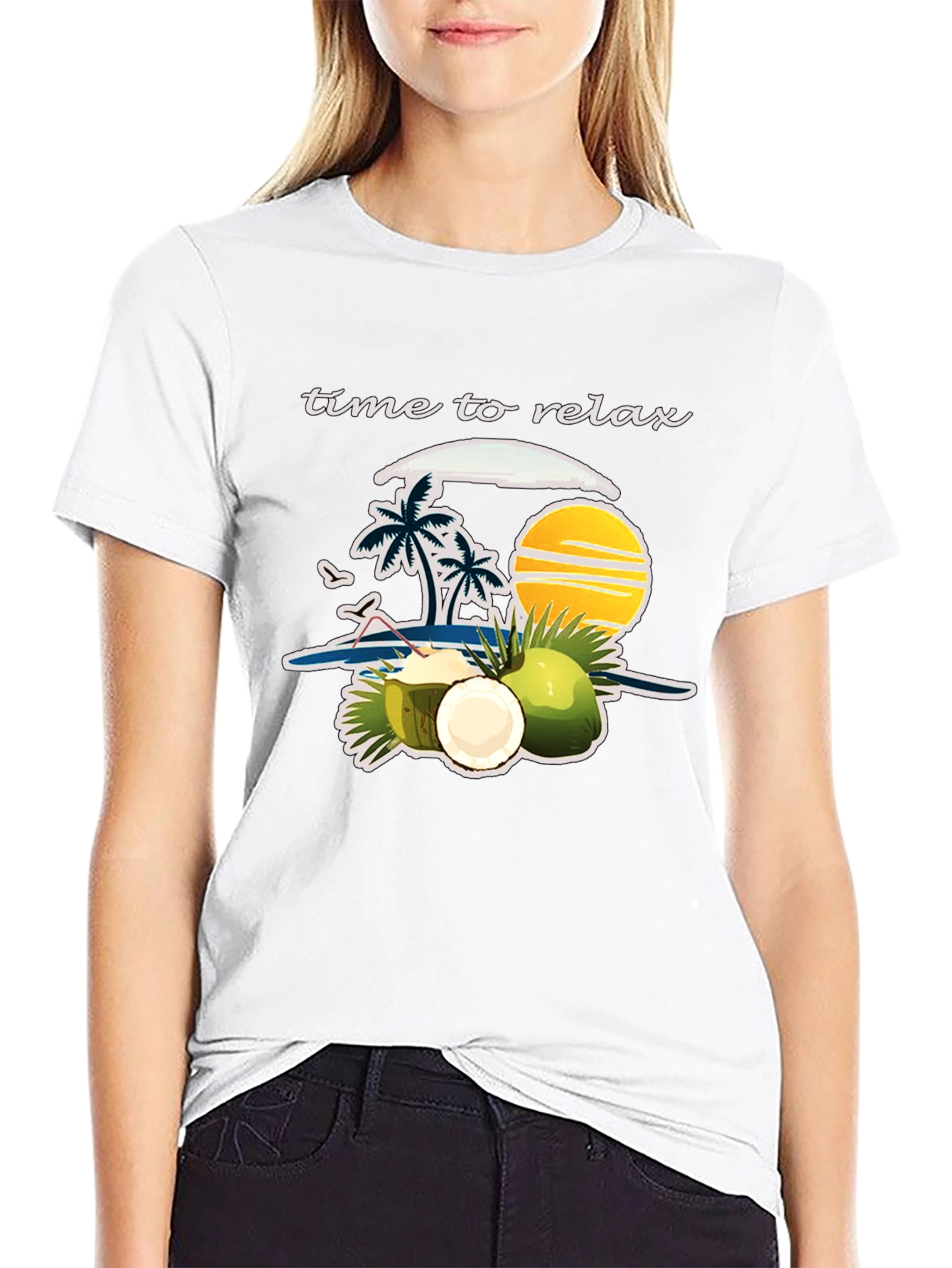 Time to Relax Graphic T-Shirt: Coconut Beach Theme