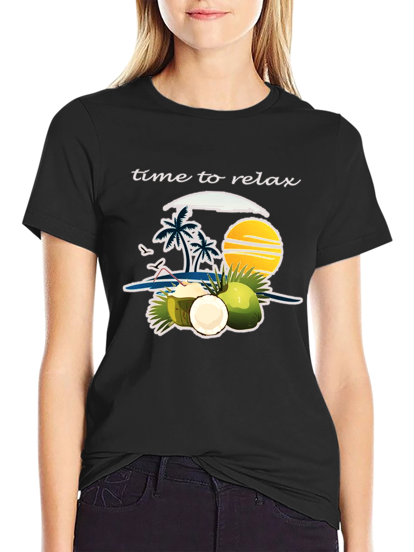 Time to Relax Graphic T-Shirt: Coconut Beach Theme