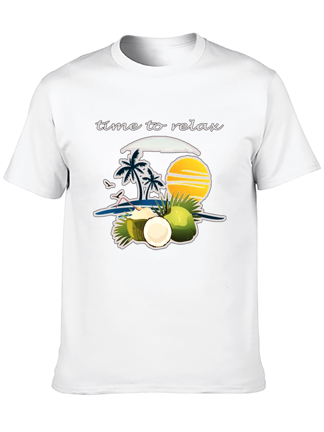 Time to Relax Graphic T-Shirt: Coconut Beach Theme