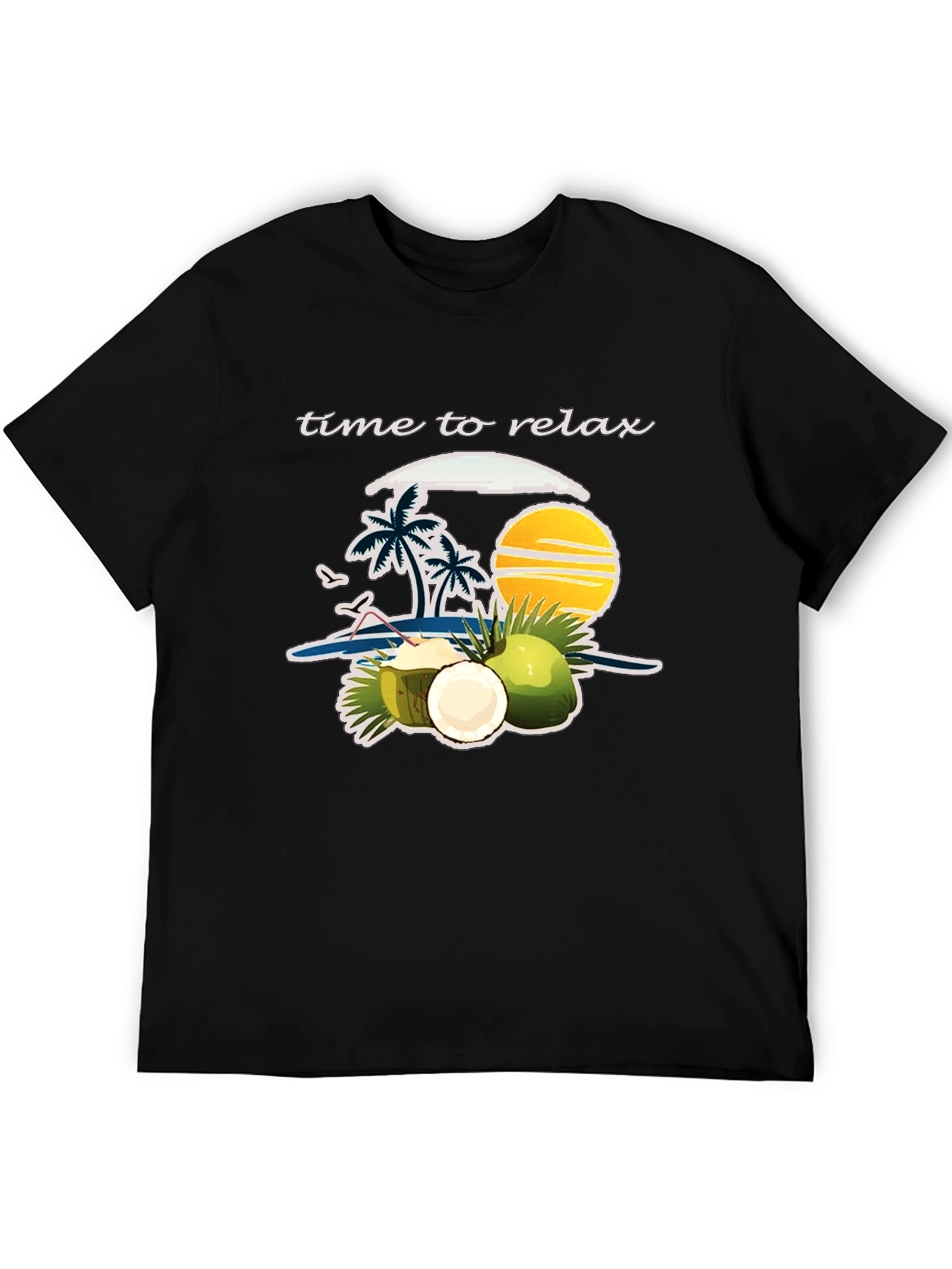 Time to Relax Graphic T-Shirt: Coconut Beach Theme