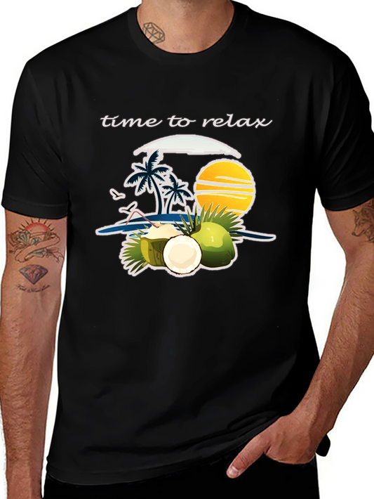 Time to Relax Graphic T-Shirt: Coconut Beach Theme
