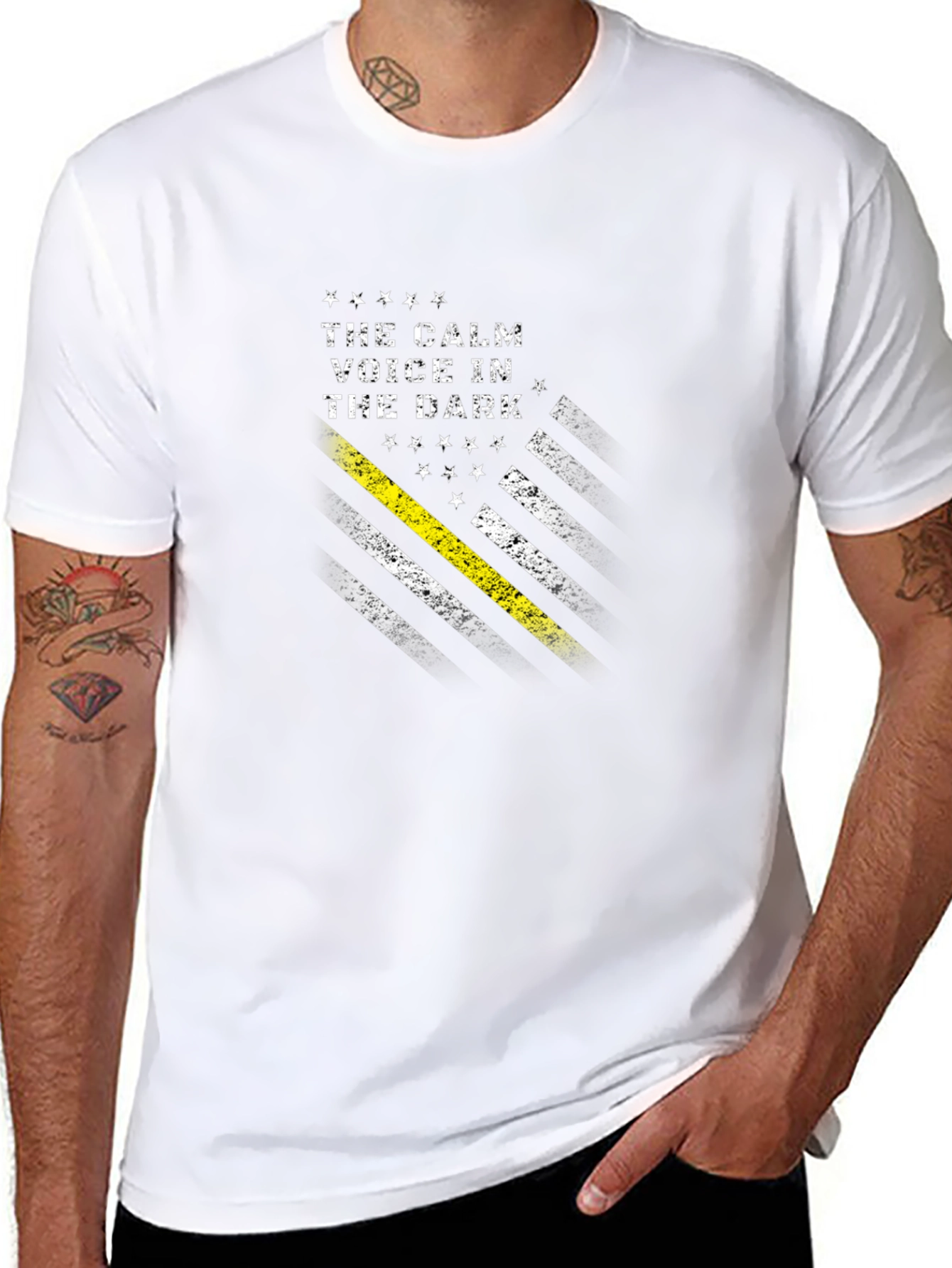 Calm Voice in the Dark Thin Yellow Line T-Shirt