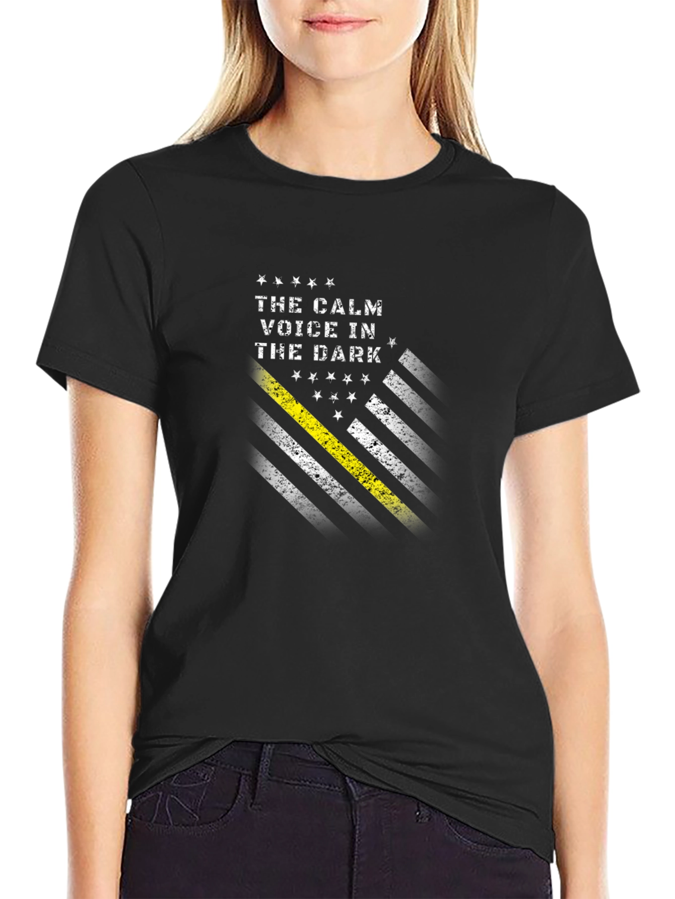 Calm Voice in the Dark Thin Yellow Line T-Shirt
