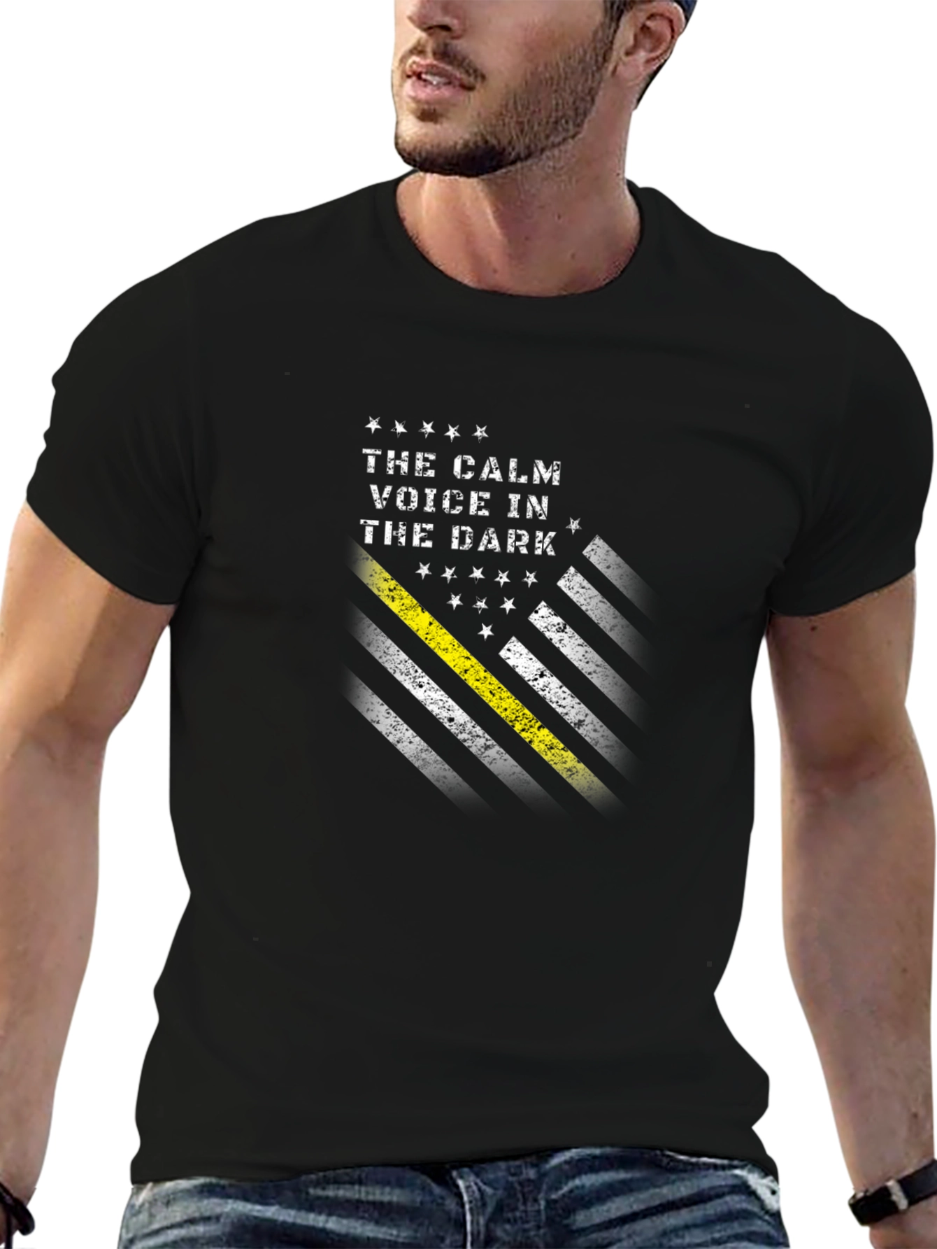 Calm Voice in the Dark Thin Yellow Line T-Shirt