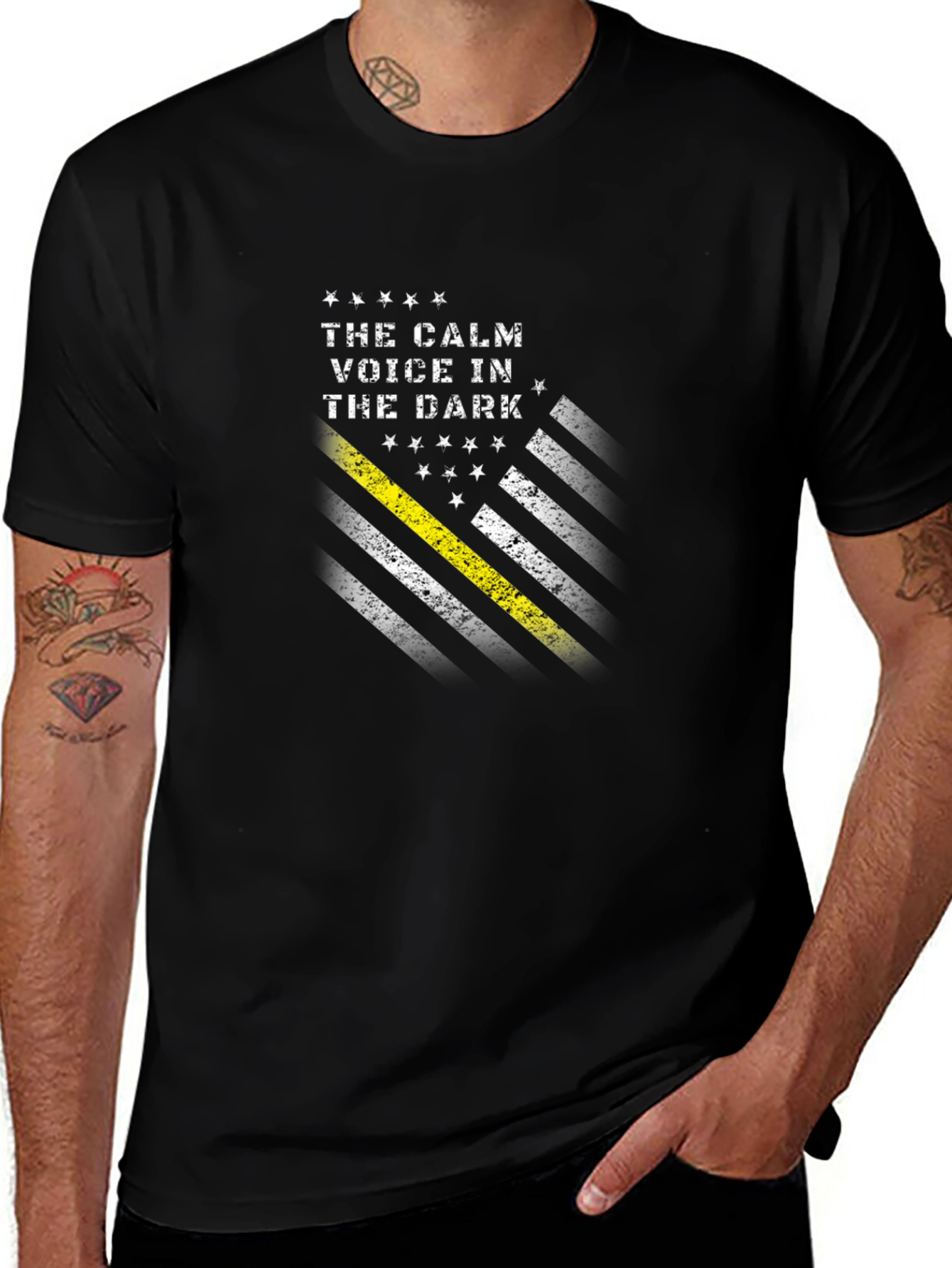 Calm Voice in the Dark Thin Yellow Line T-Shirt
