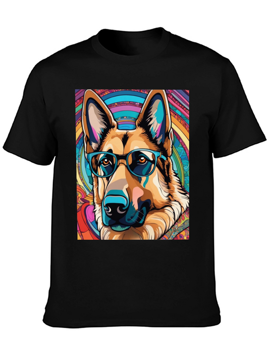 Dog Lovers Graphic Tee - German Shepherd in Glasses