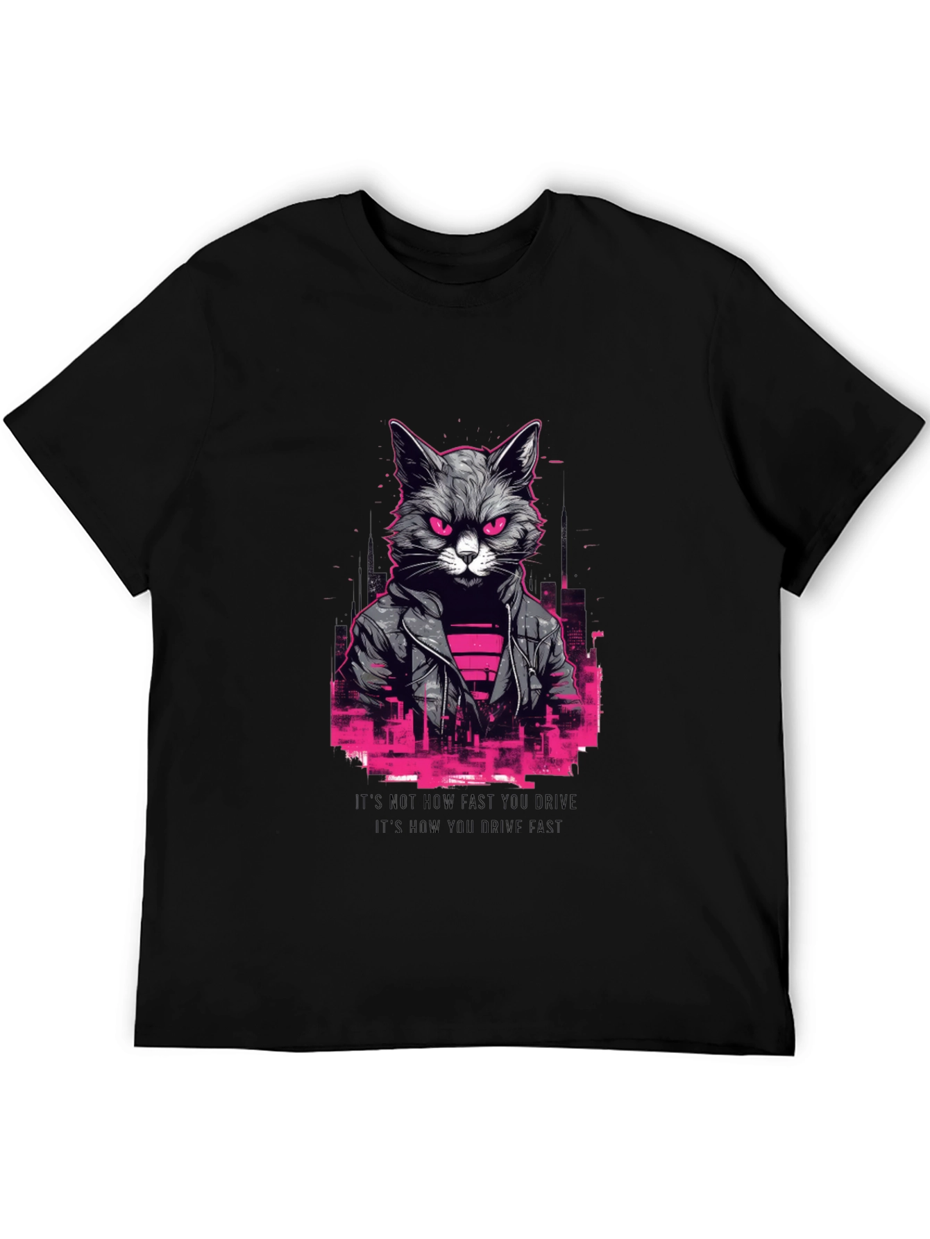 Cyberpunk Cat T-Shirt - Black