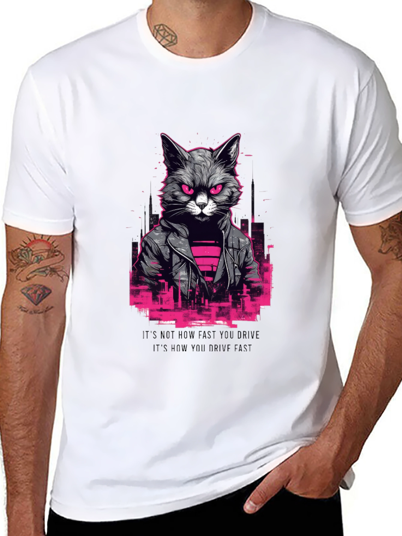 Cyberpunk Cat T-Shirt - Black
