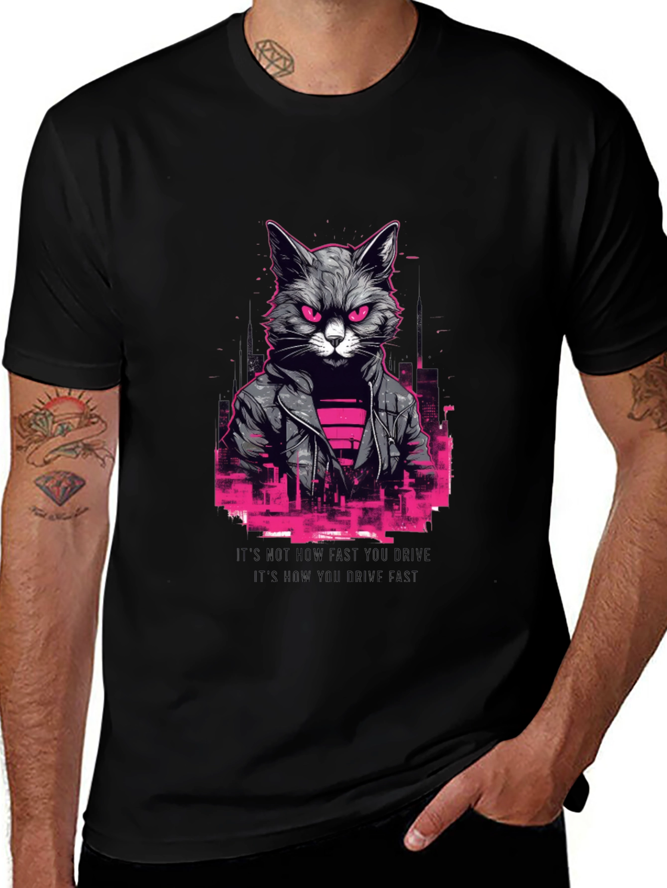 Cyberpunk Cat T-Shirt - Black