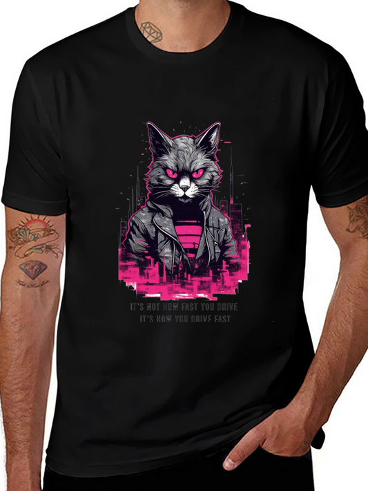 Cyberpunk Cat T-Shirt - Black