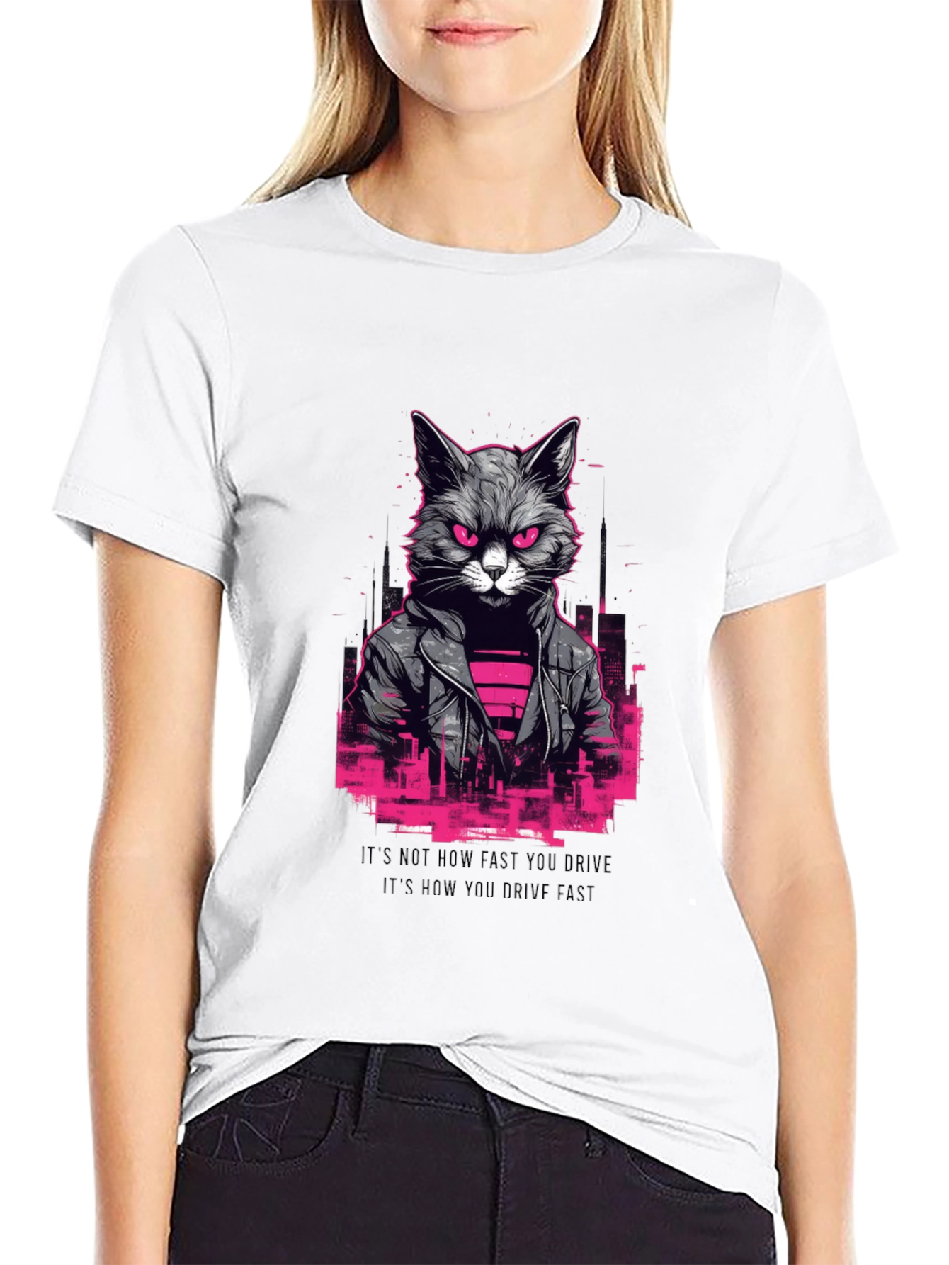 Cyberpunk Cat T-Shirt - Black