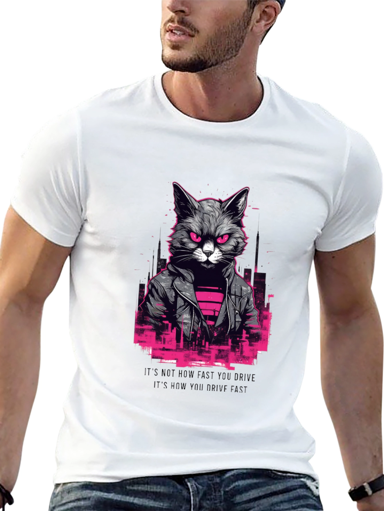 Cyberpunk Cat T-Shirt - Black