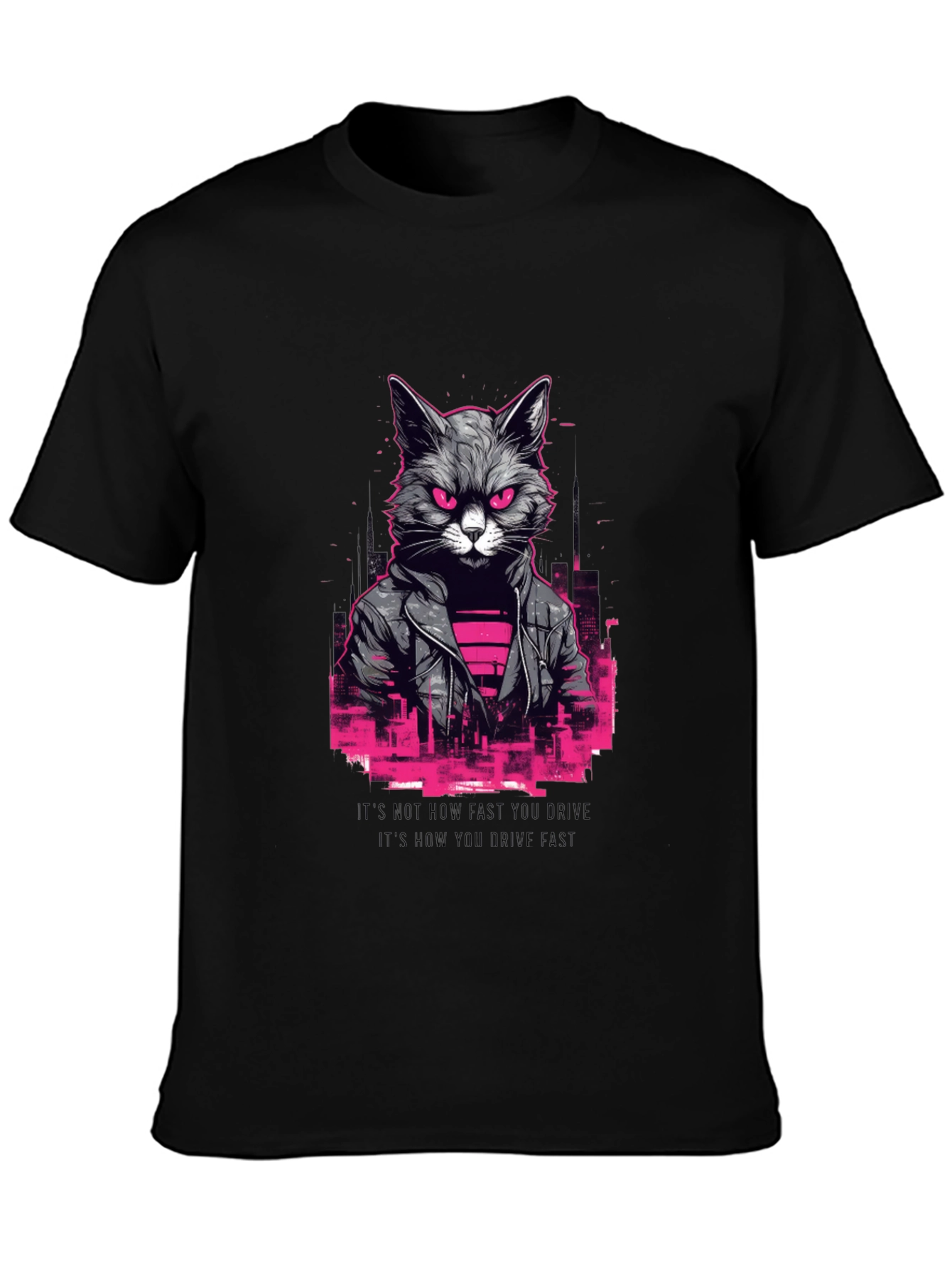 Cyberpunk Cat T-Shirt - Black