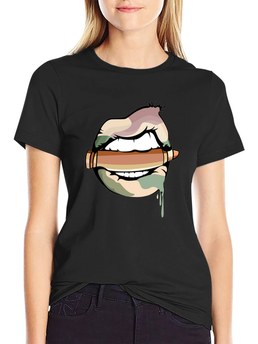 Lips and Bullet Graphic T-Shirt