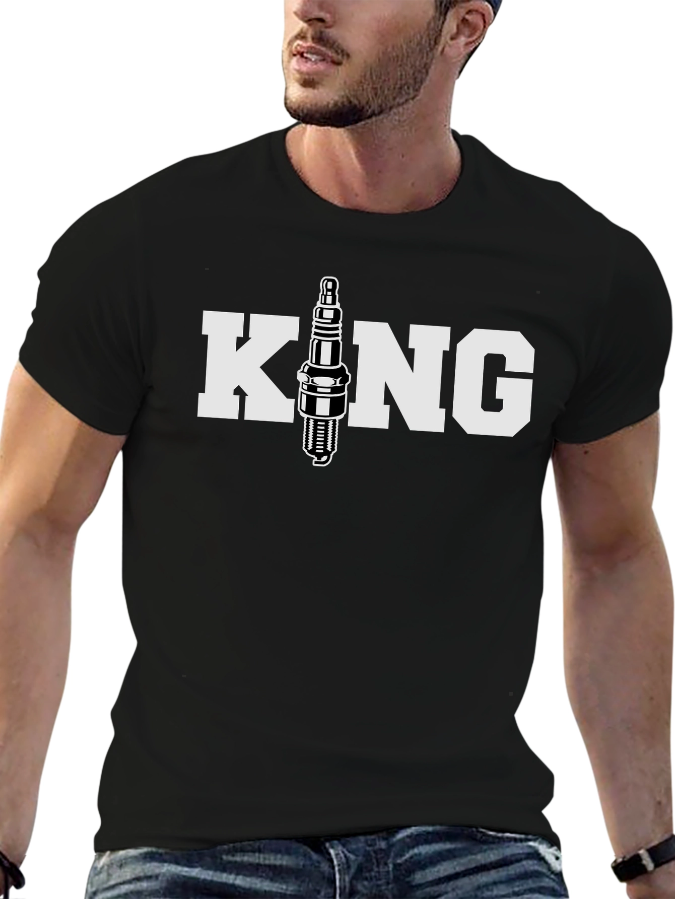 King Spark Plug Graphic Tee - Black Cotton T-Shirt