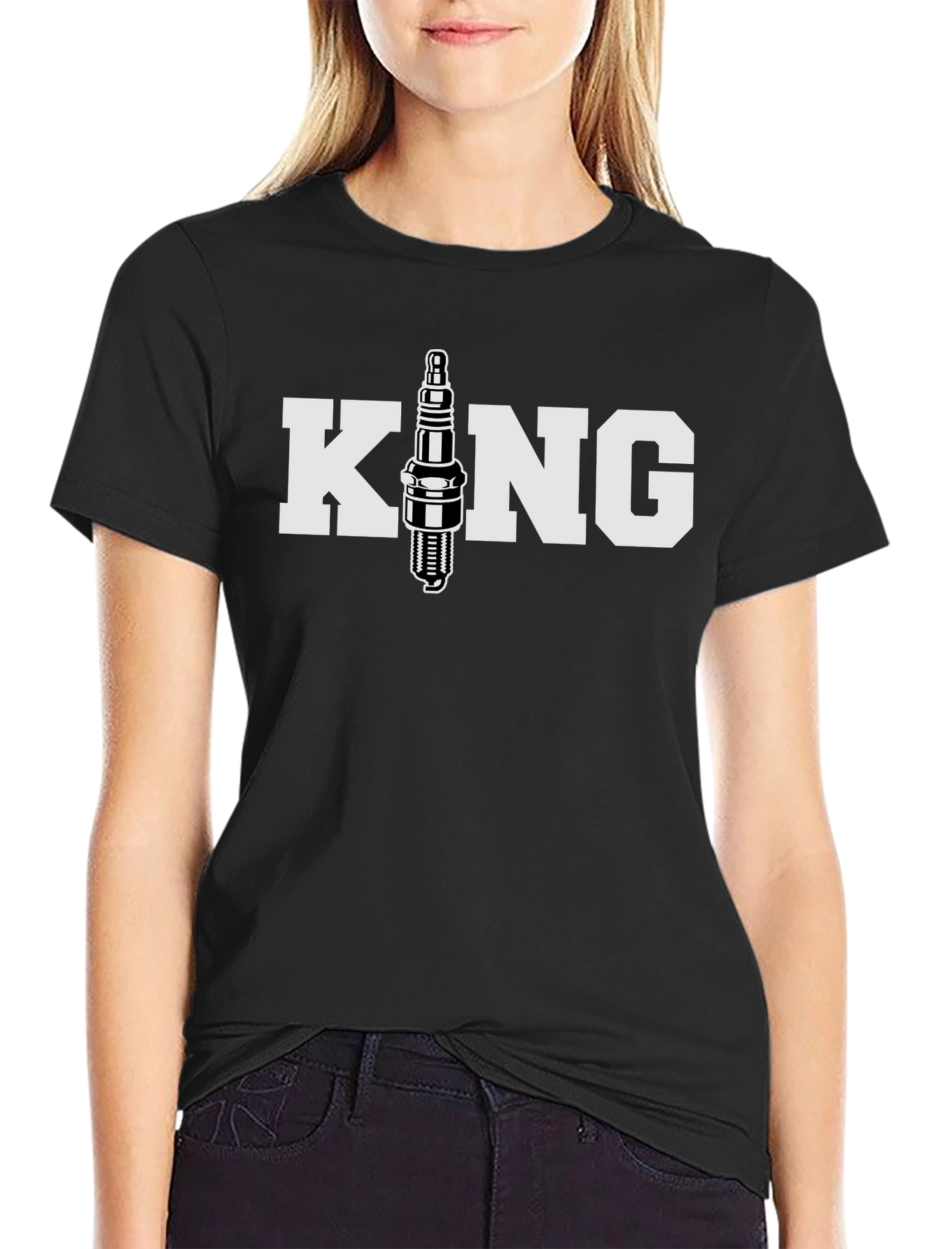 King Spark Plug Graphic Tee - Black Cotton T-Shirt