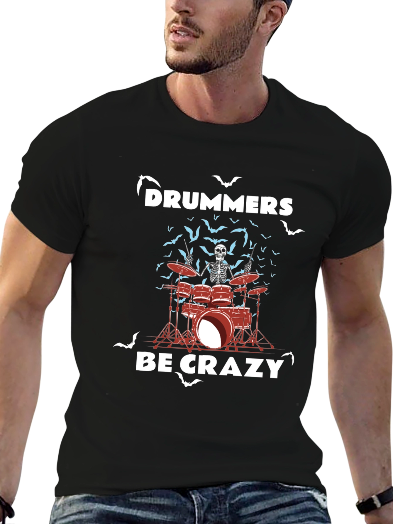 Drummers Be Crazy Skeleton Drum Set T-Shirt