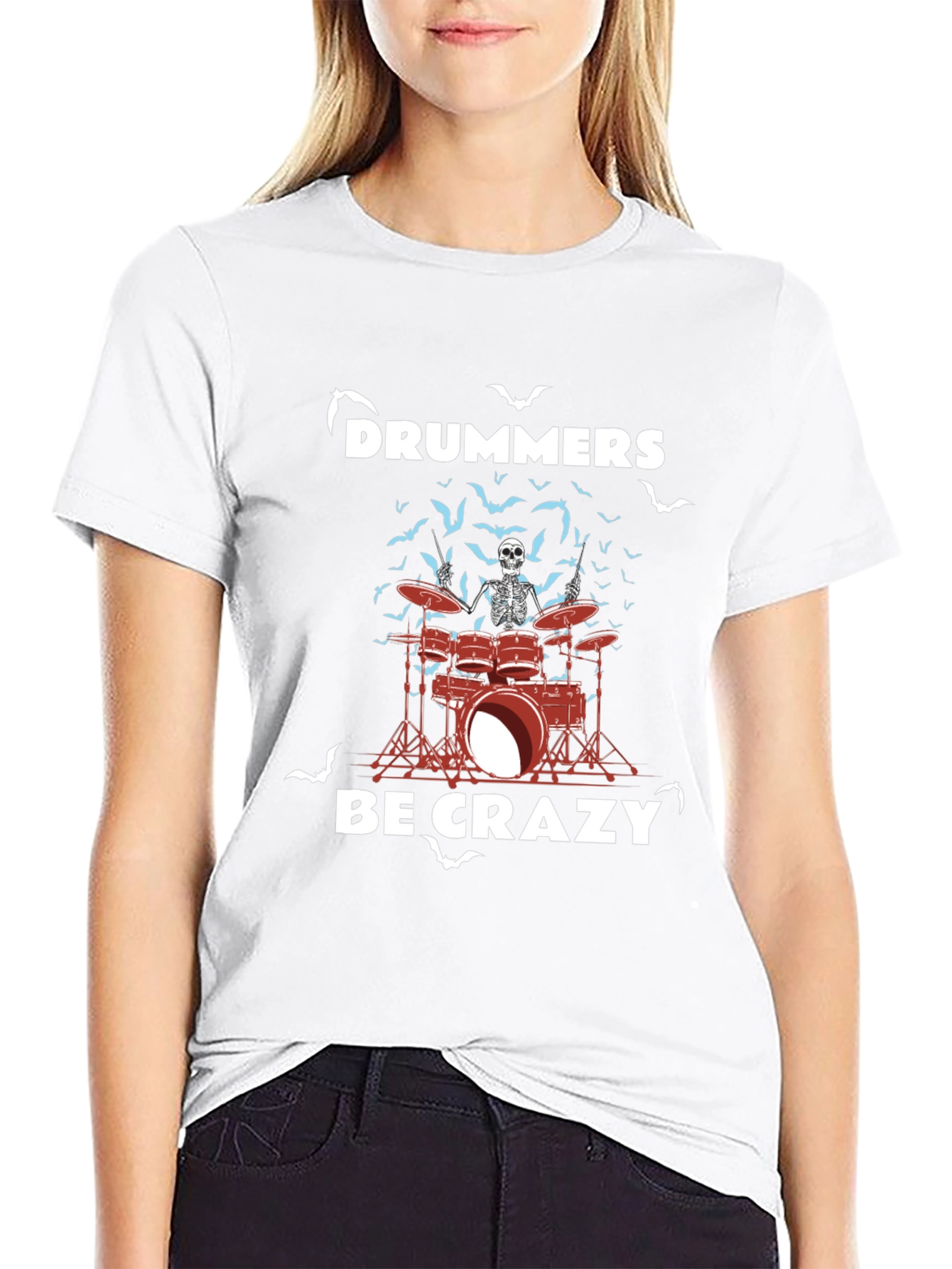 Drummers Be Crazy Skeleton Drum Set T-Shirt