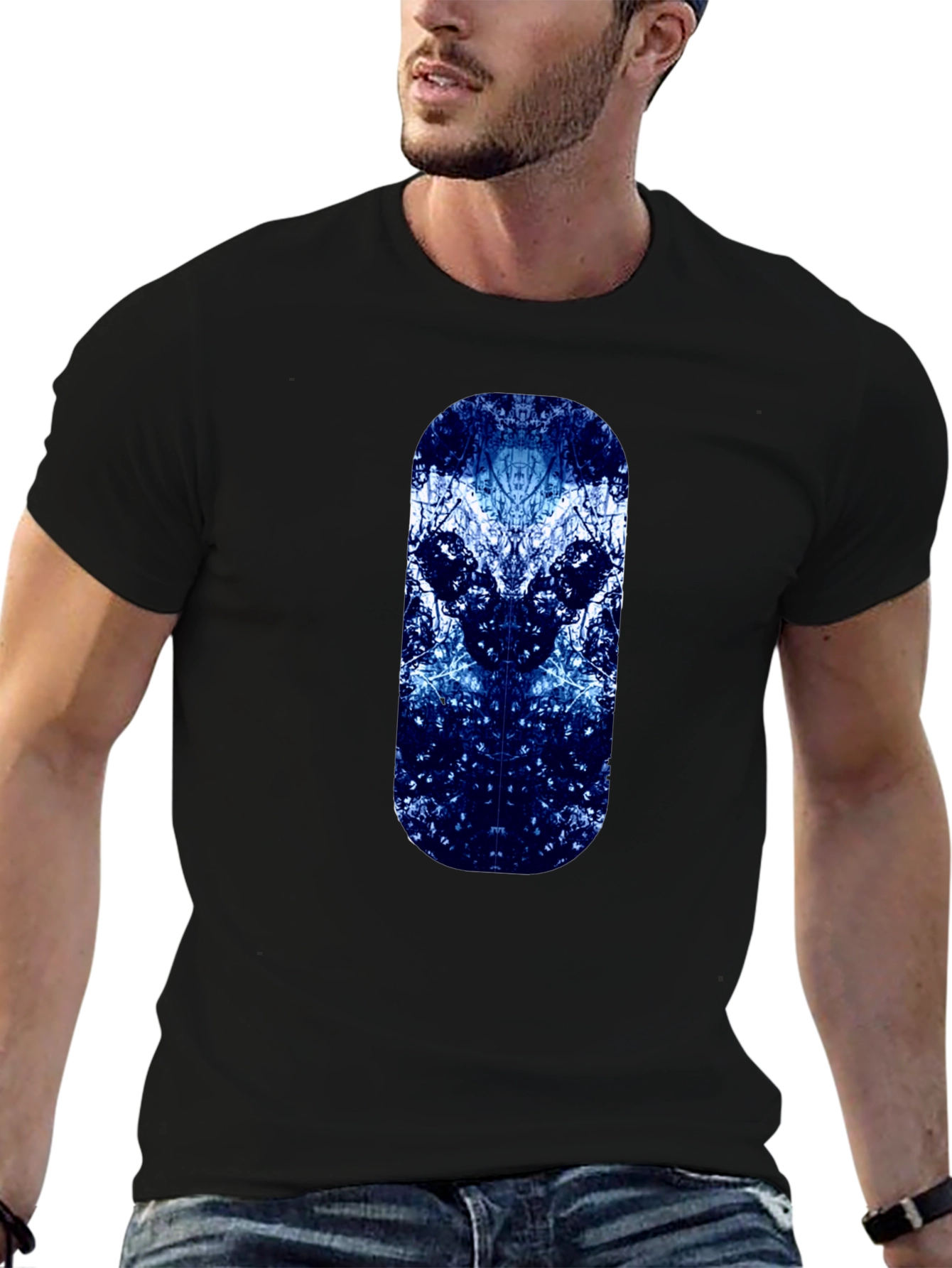Abstract Tree Design Black T-Shirt