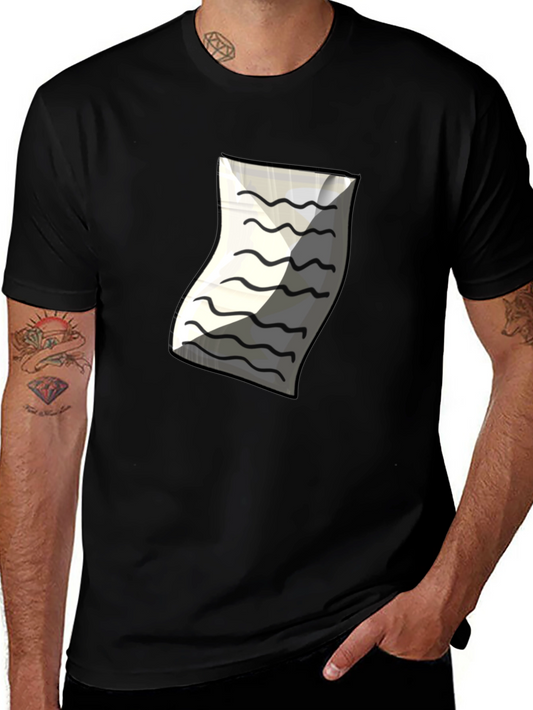 Mens Black T-Shirt with Paper Design