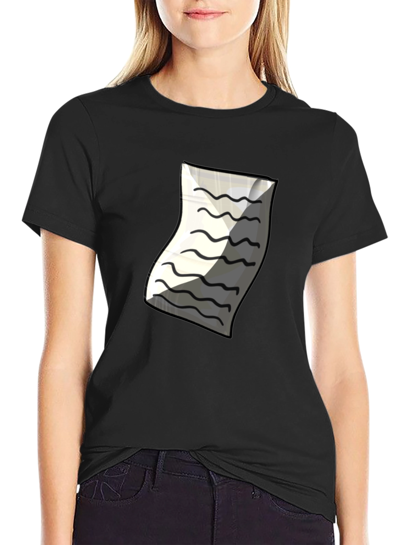 Mens Black T-Shirt with Paper Design