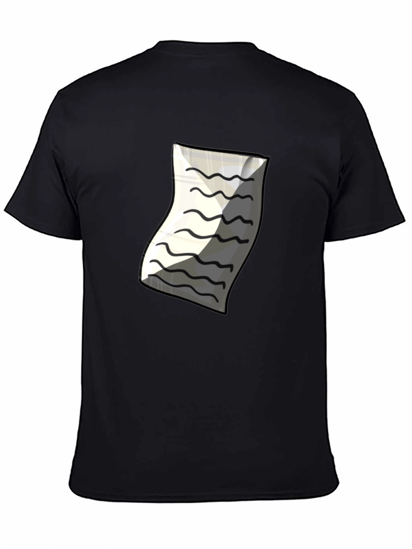 Mens Black T-Shirt with Paper Design