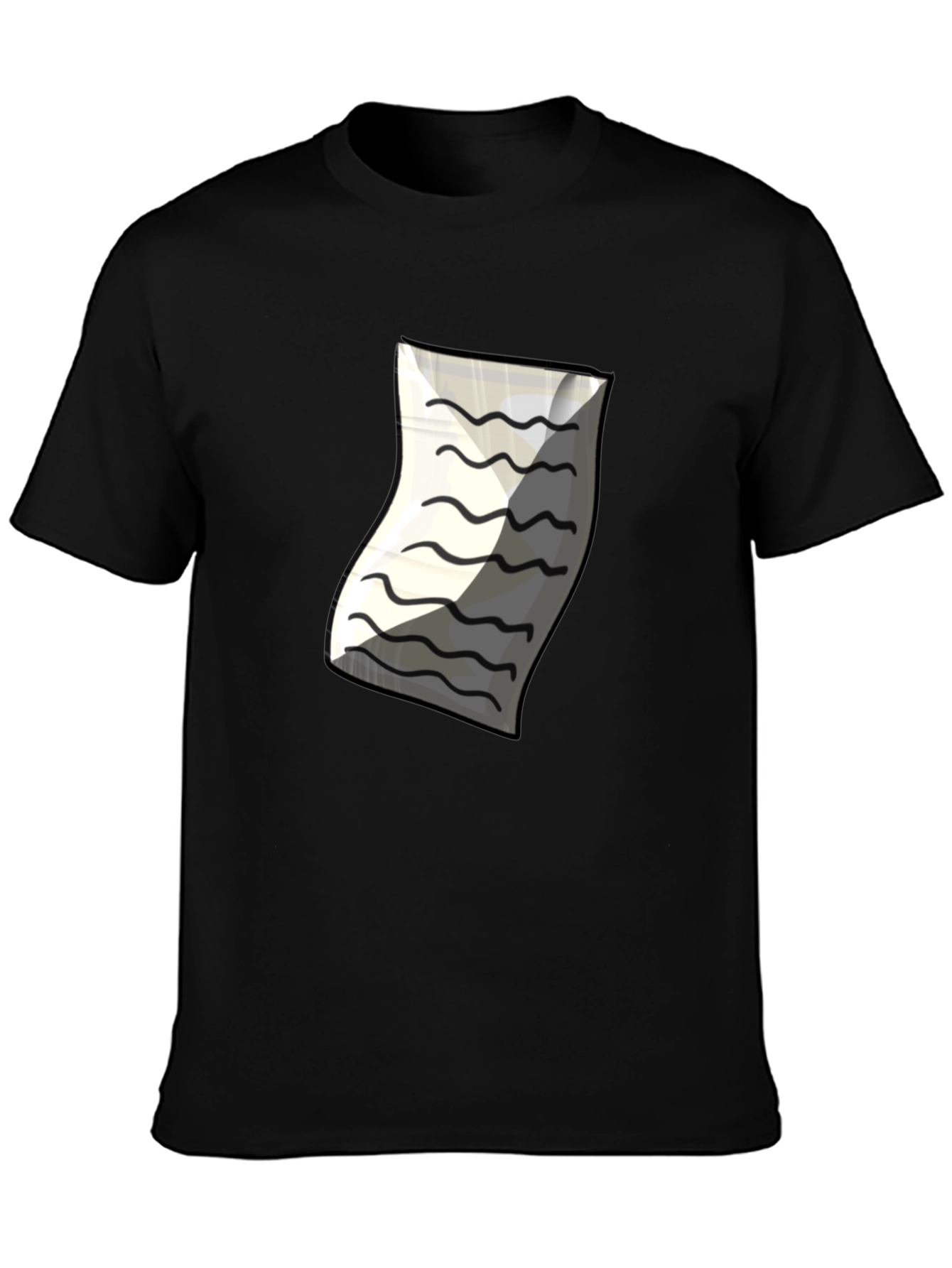 Mens Black T-Shirt with Paper Design