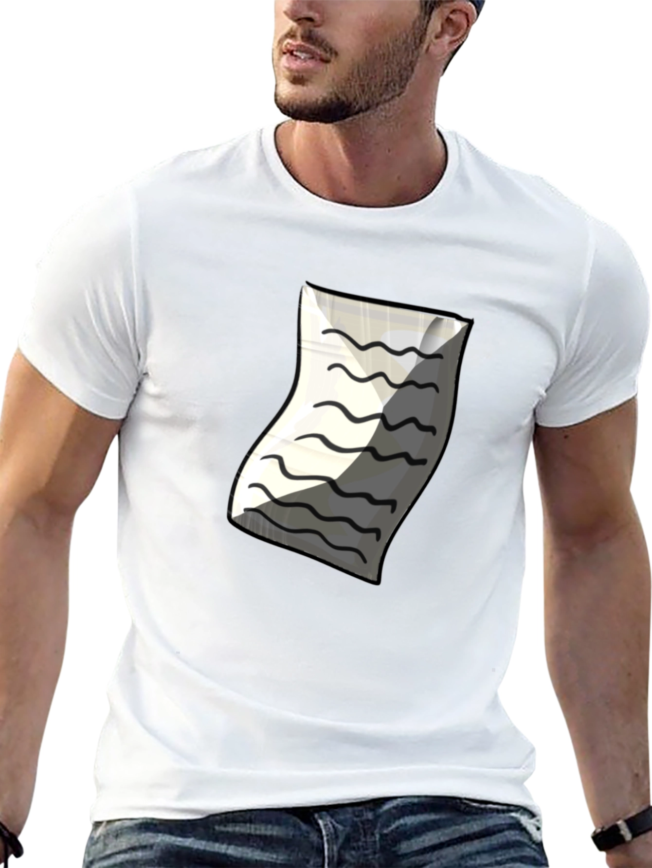 Mens Black T-Shirt with Paper Design
