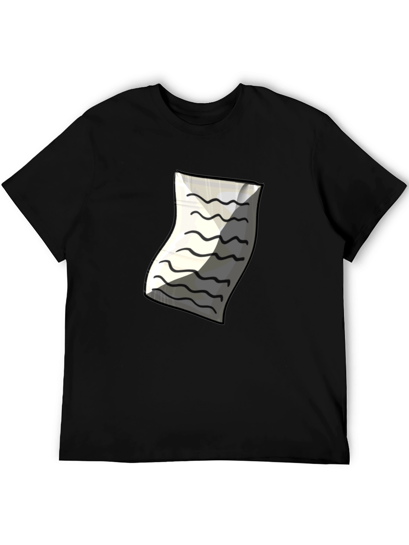 Mens Black T-Shirt with Paper Design