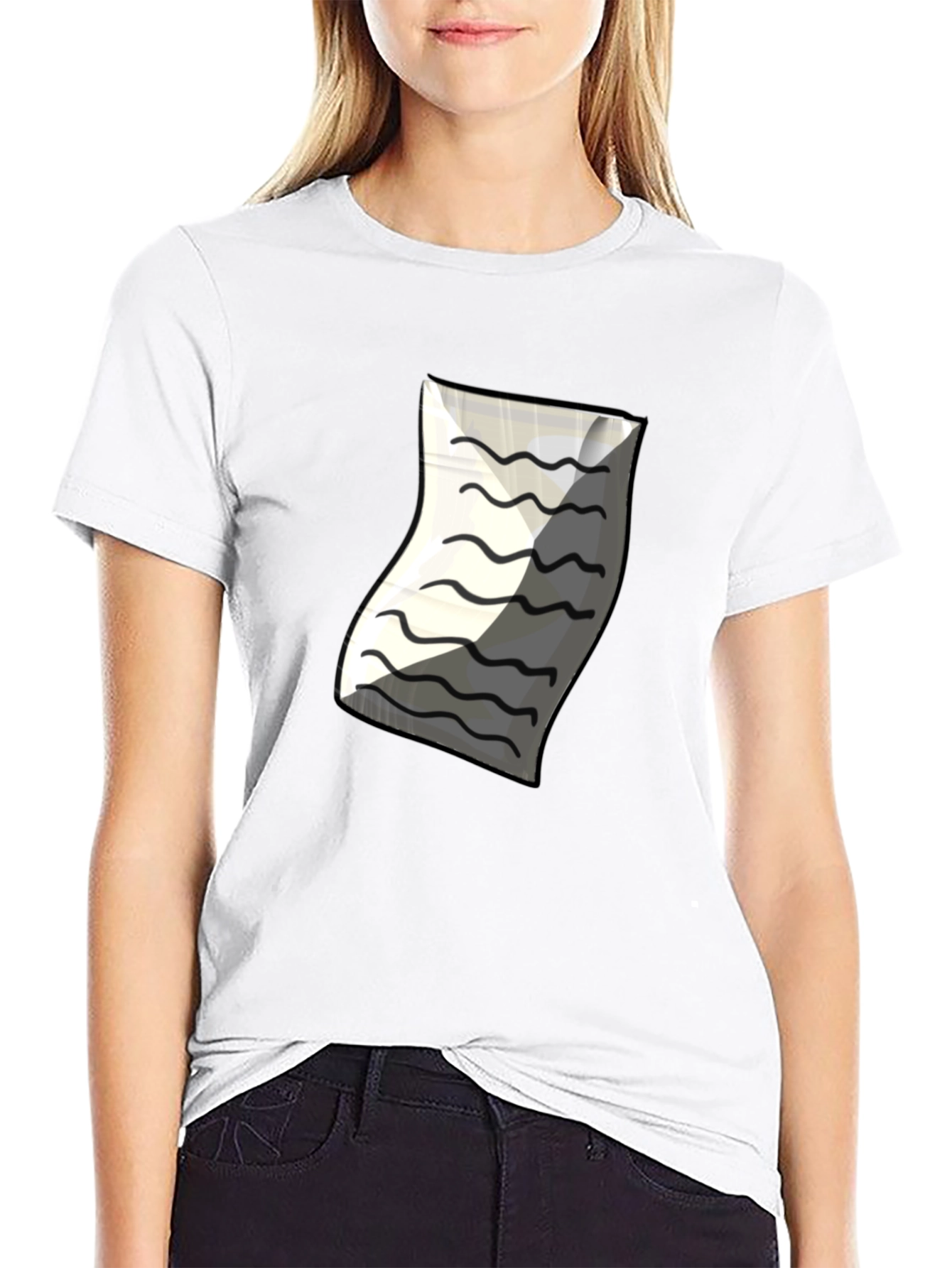Mens Black T-Shirt with Paper Design