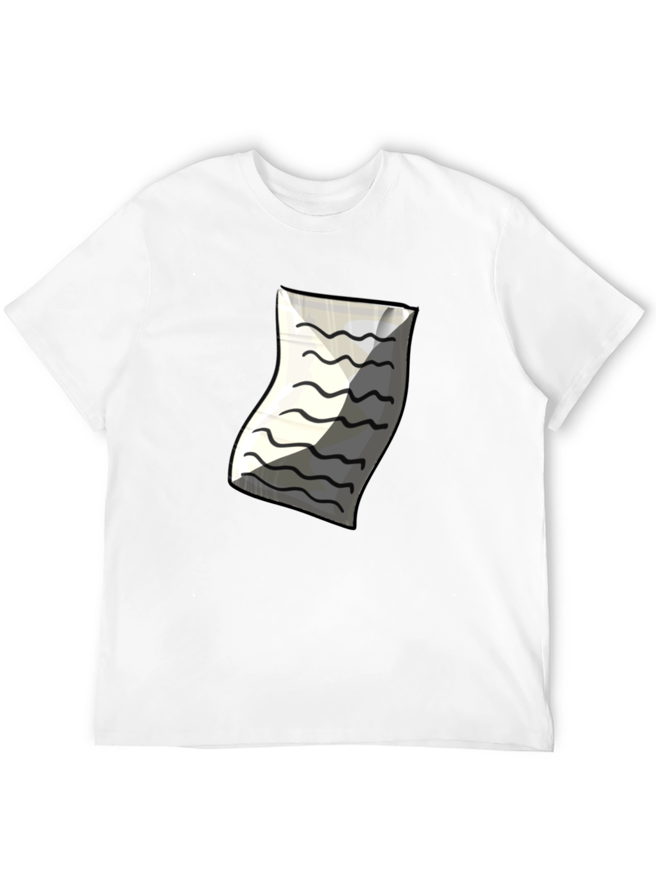 Mens Black T-Shirt with Paper Design