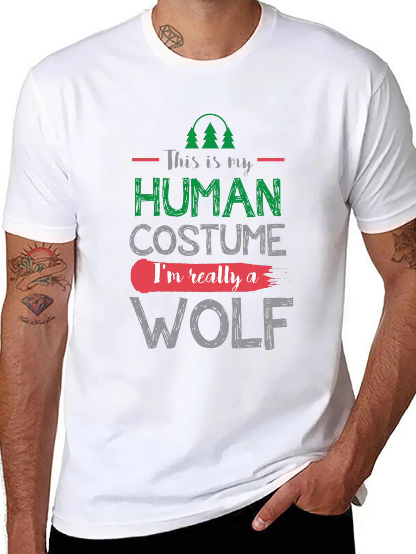 Human Costume Wolf Graphic T-Shirt