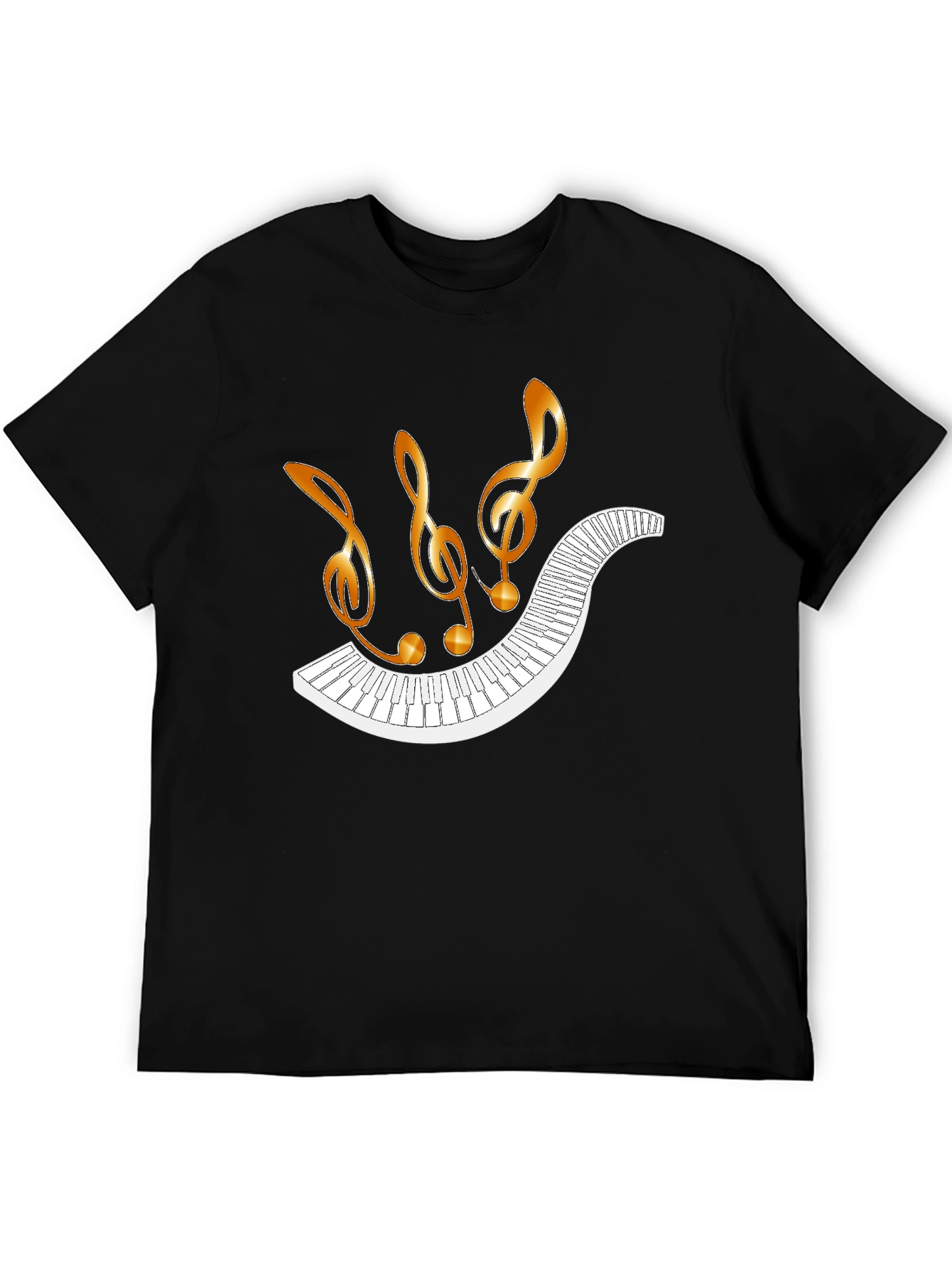 Musical Notes Piano Keys Black T-Shirt