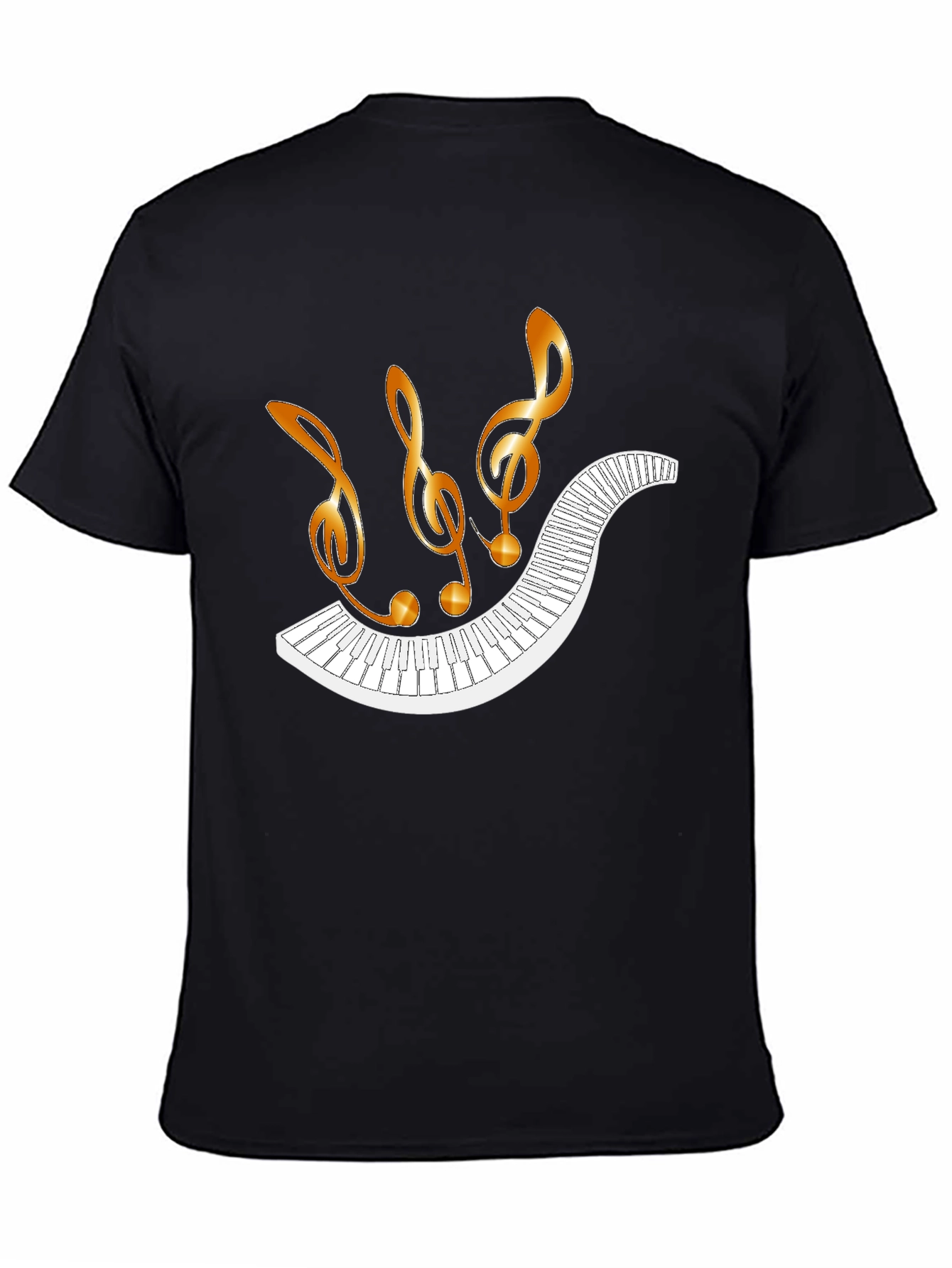 Musical Notes Piano Keys Black T-Shirt