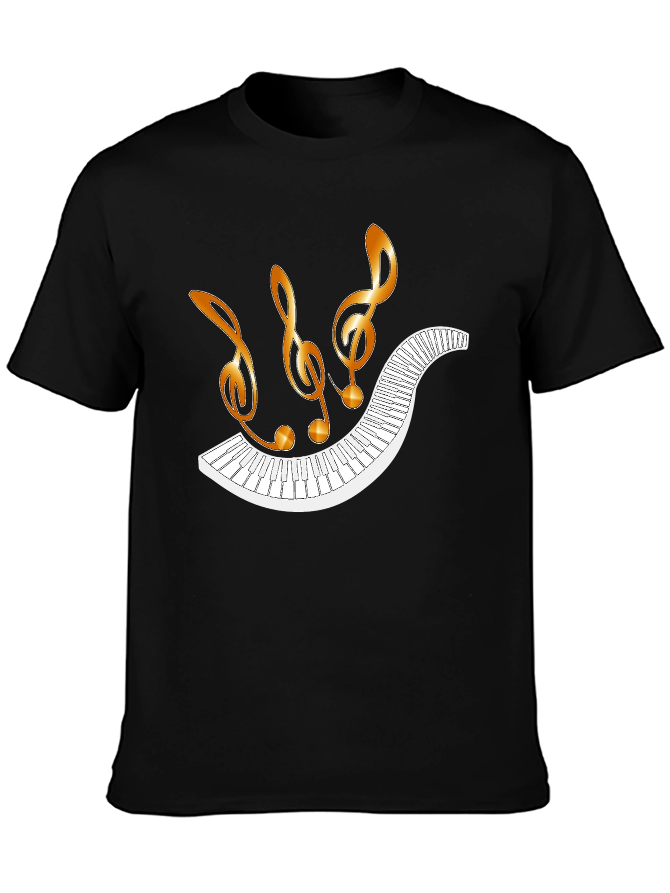 Musical Notes Piano Keys Black T-Shirt